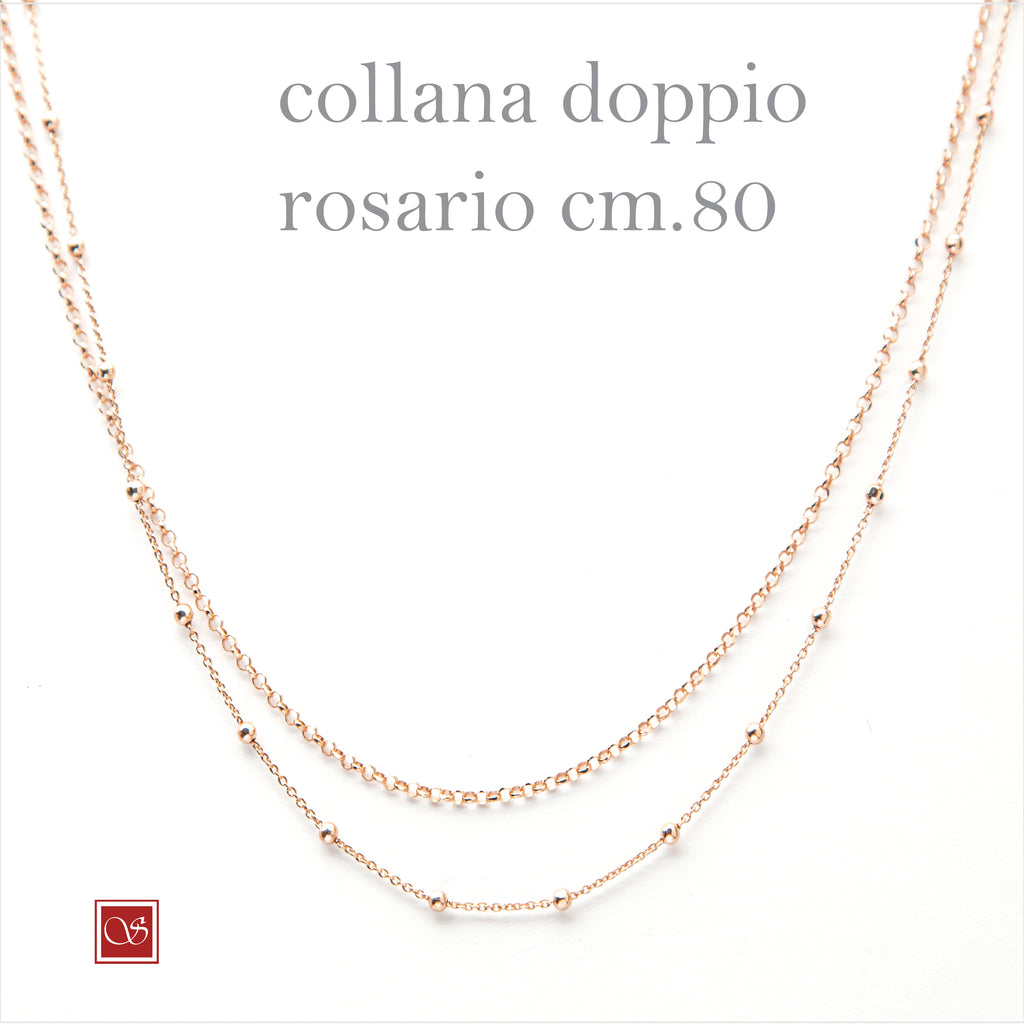 Collana doppio rosario - rosè -  cm50  e cm 80