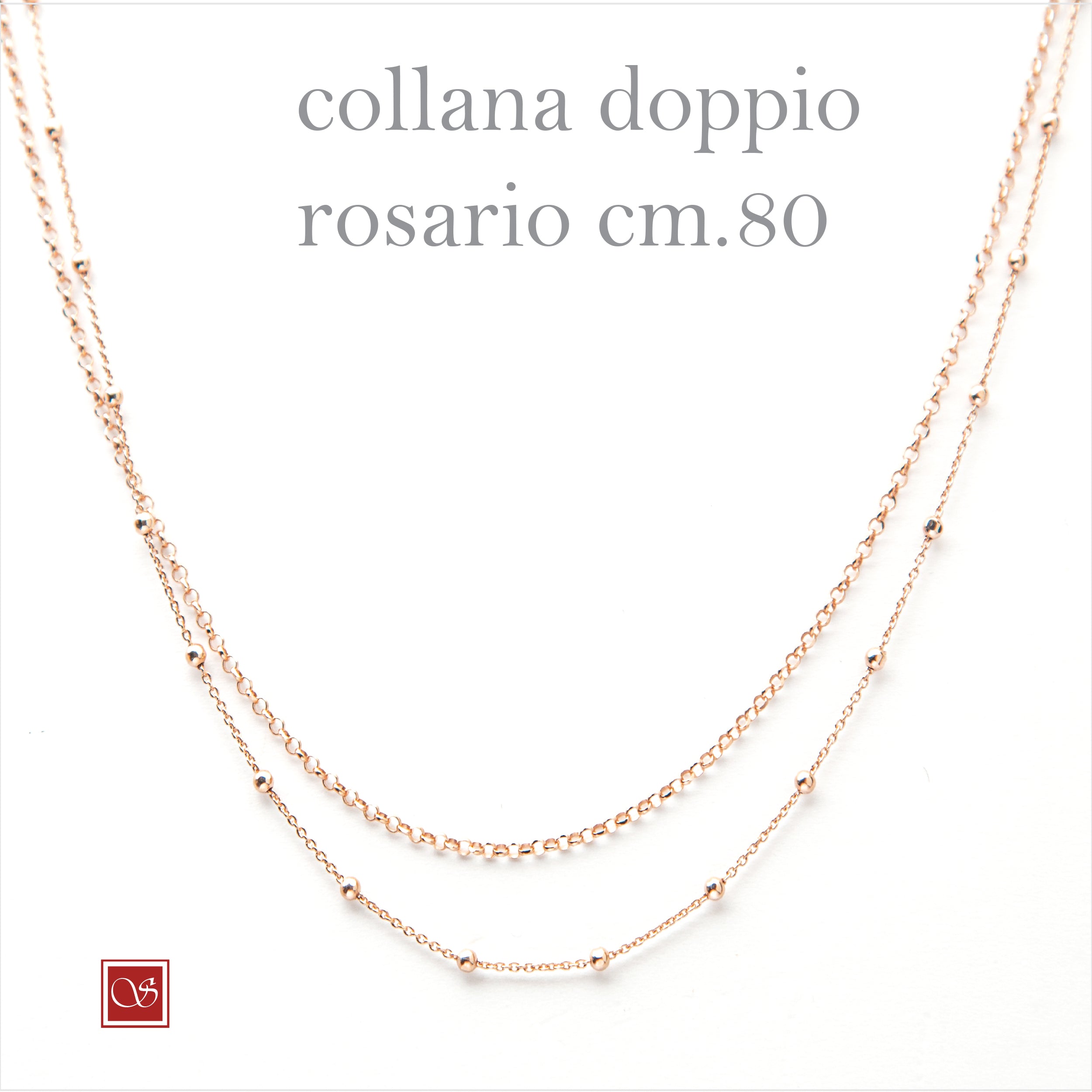 Collana doppio rosario - rosè -  cm50  e cm 80
