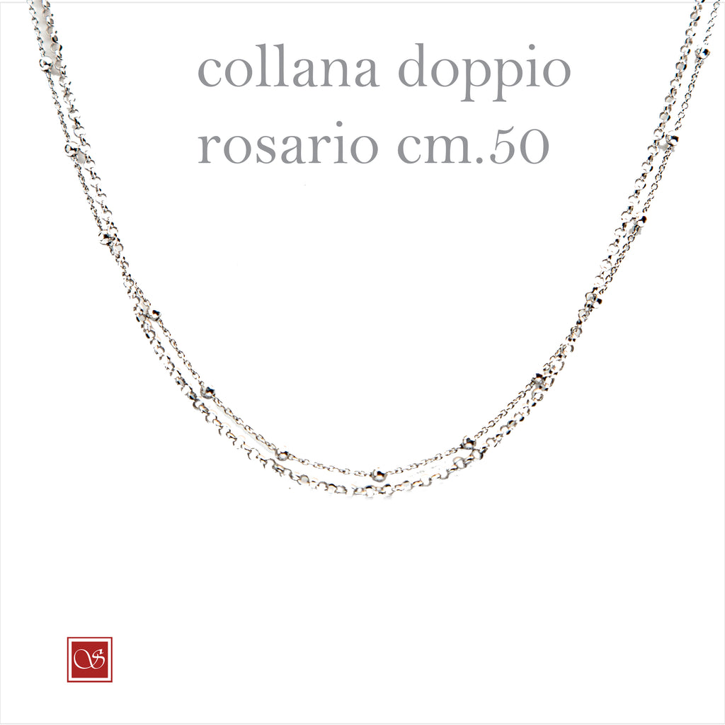 Collana doppio rosario - rodiata -  cm50  e cm 80
