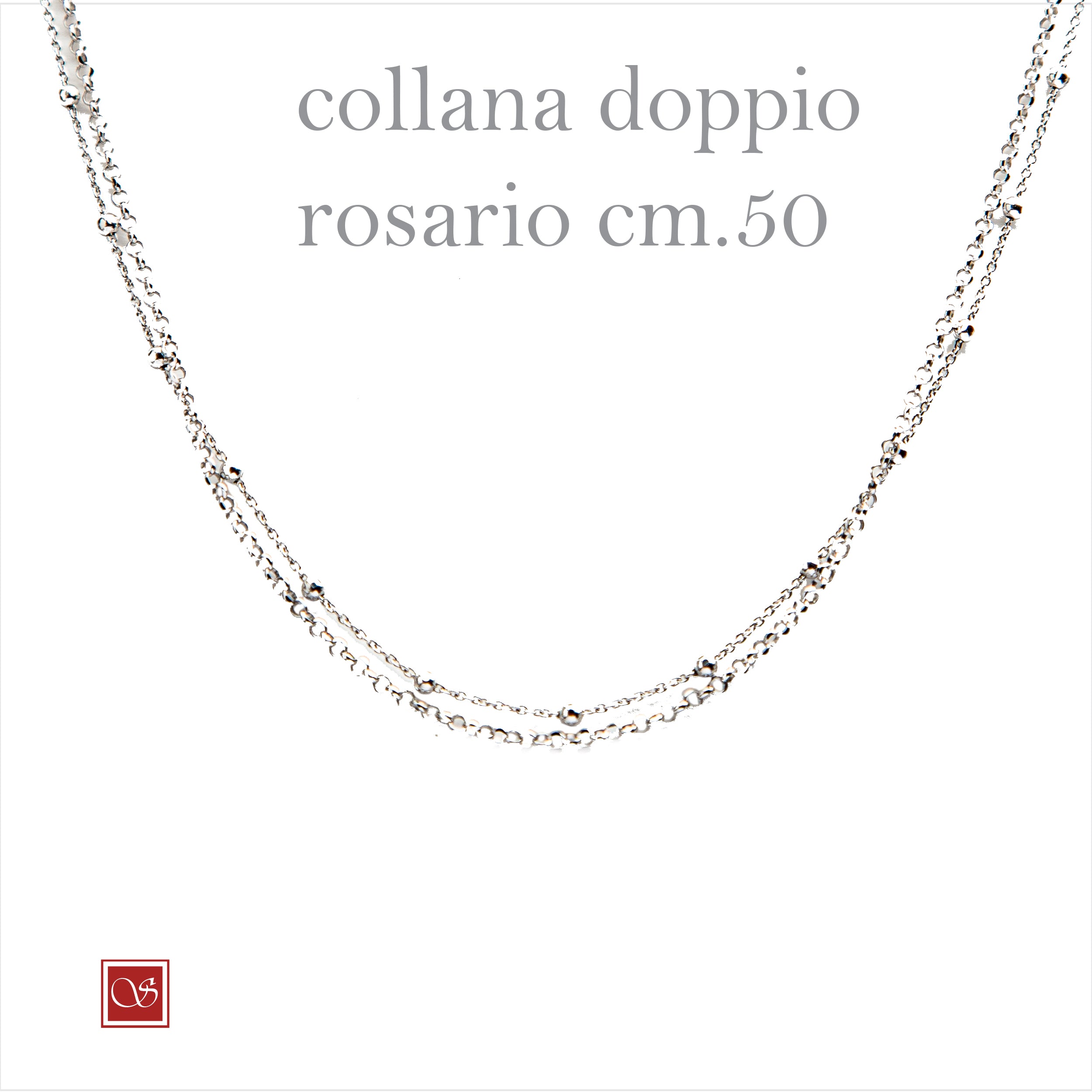 Collana doppio rosario - rodiata -  cm50  e cm 80