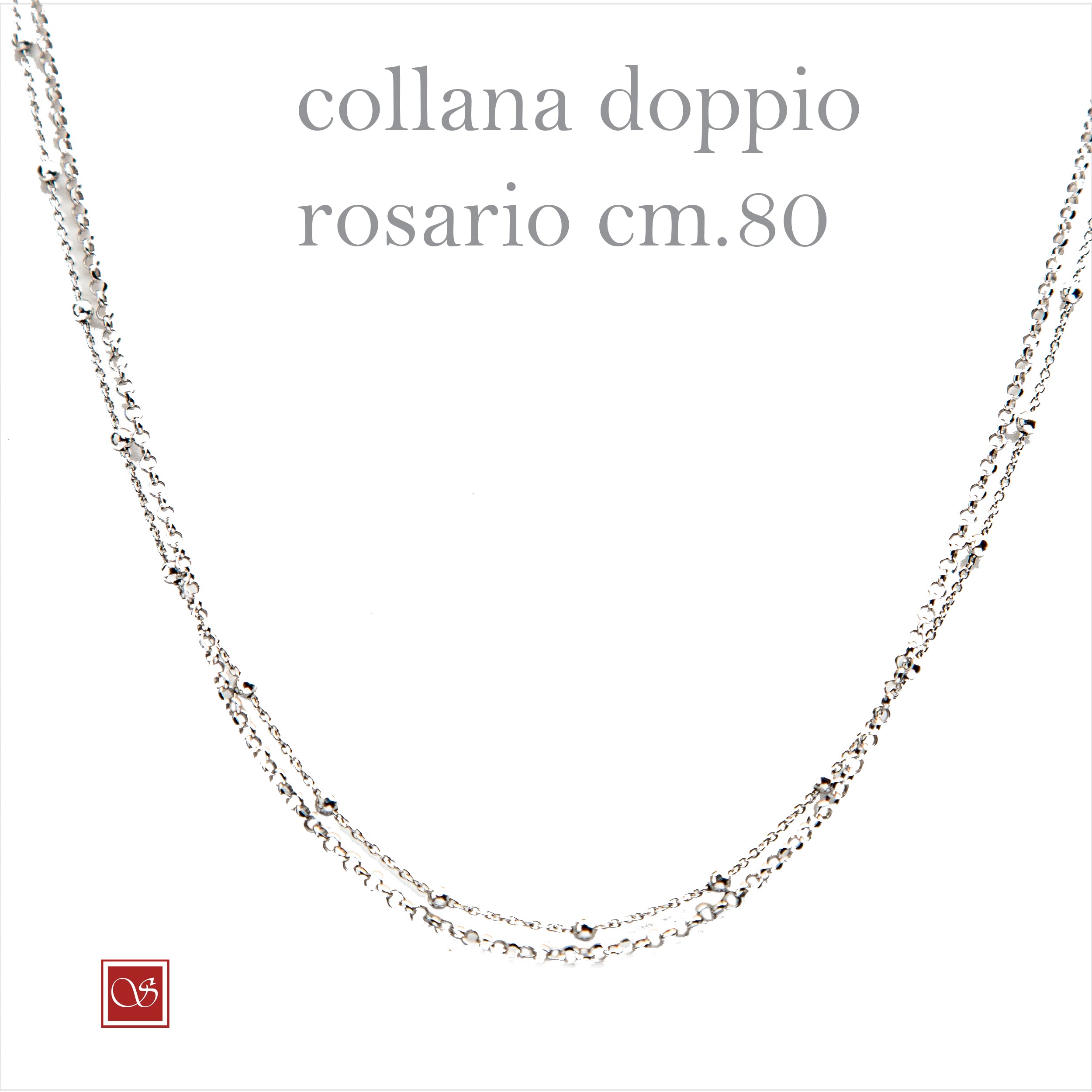 Collana doppio rosario - rodiata -  cm50  e cm 80