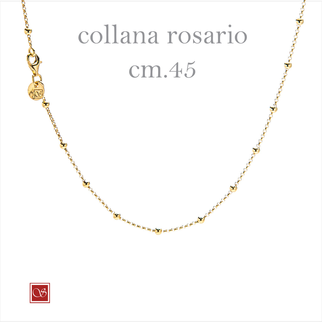 Collana rosario singola - cm.45 - rodiata-rosè-dorata
