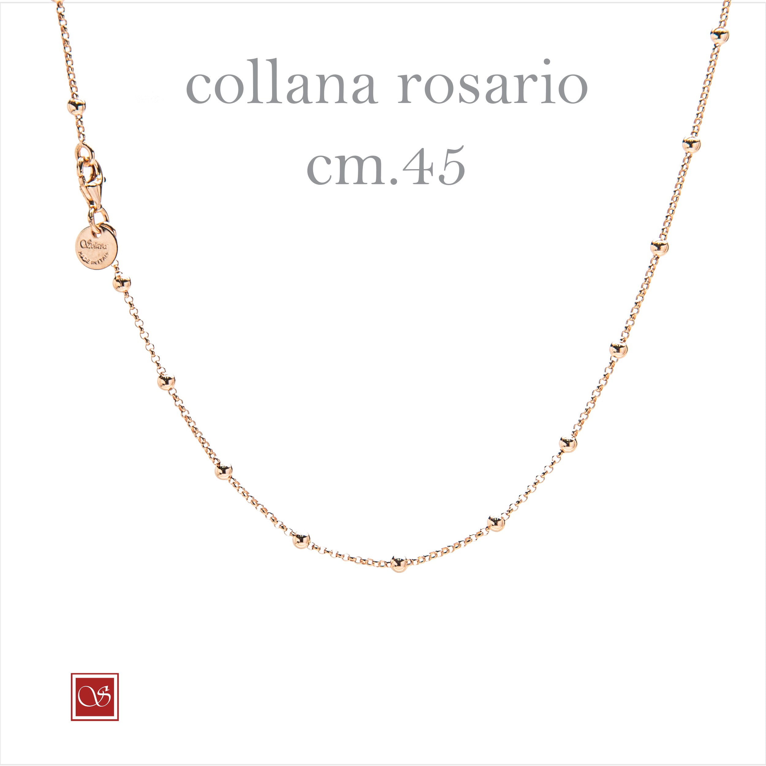 Collana rosario singola - cm.45 - rodiata-rosè-dorata