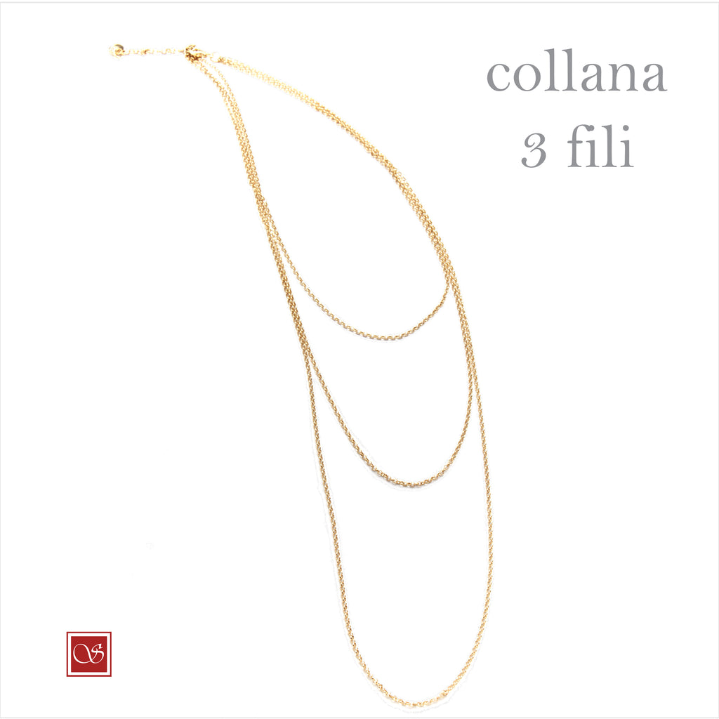 Collana tre fili - rodiata - rosè - dorata