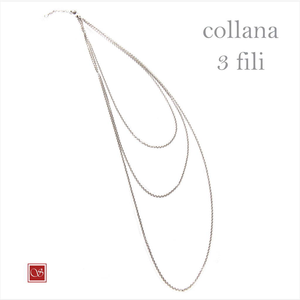 Collana tre fili - rodiata - rosè - dorata