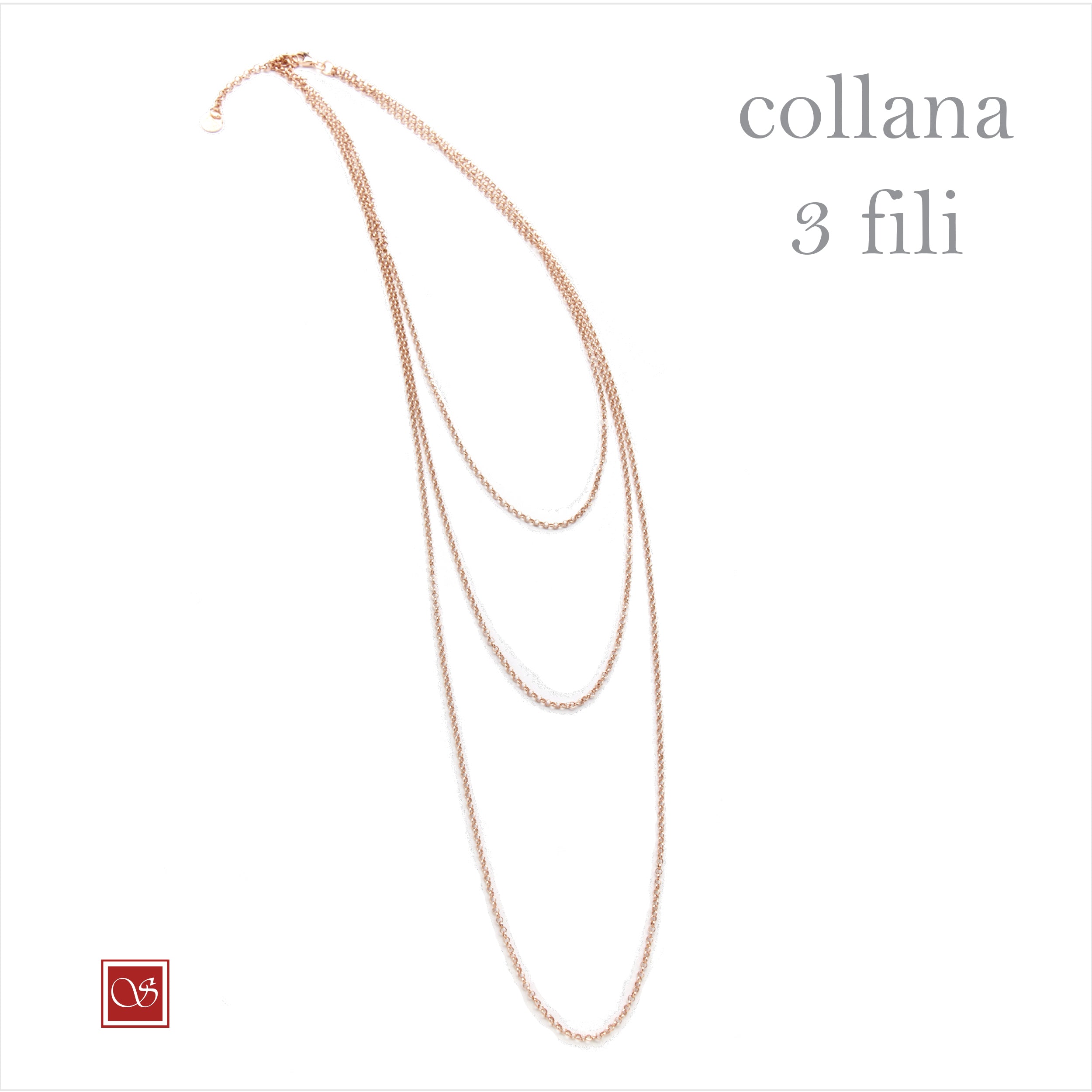 Collana tre fili - rodiata - rosè - dorata