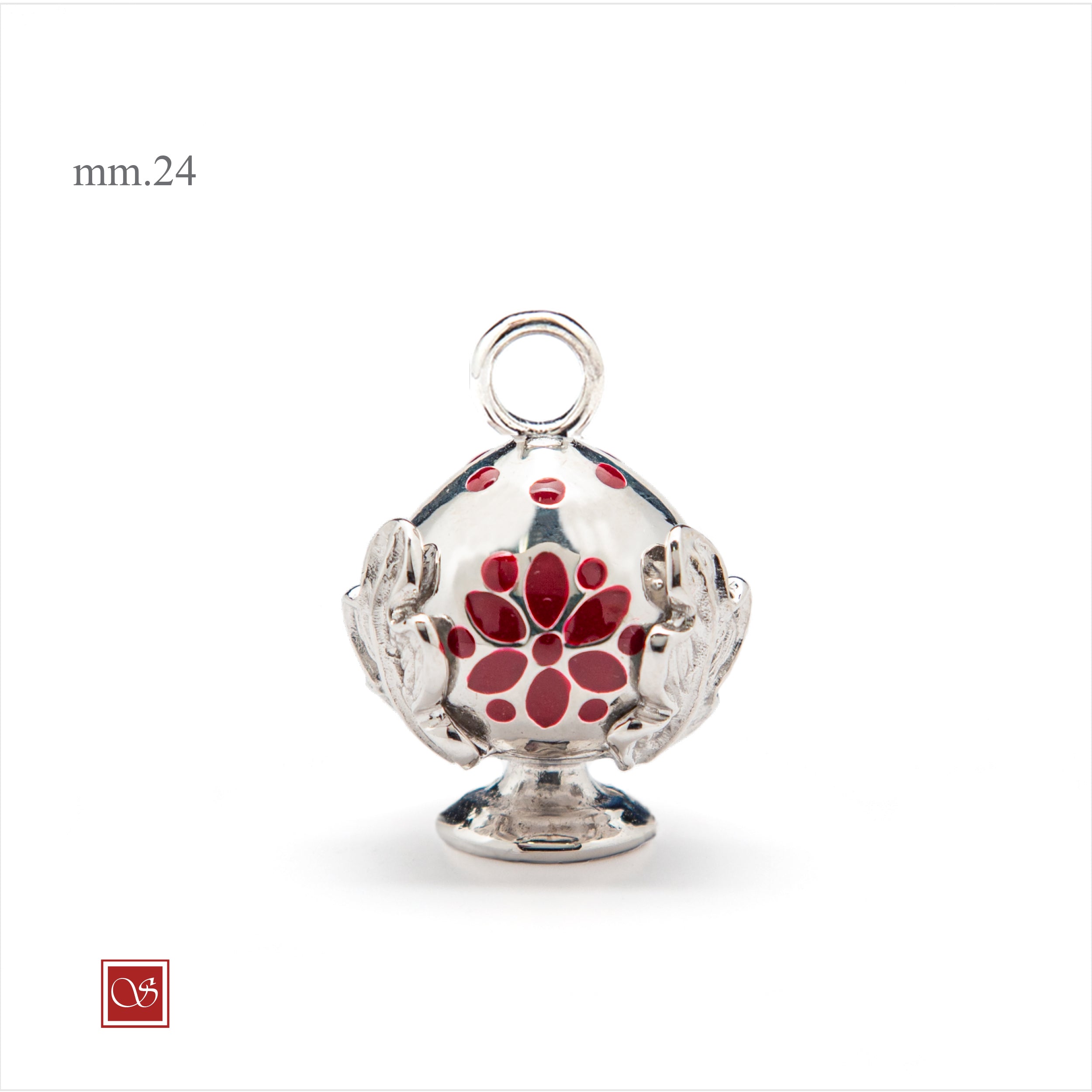 Pomidèfiure traforo rodiato con smalto bordeaux