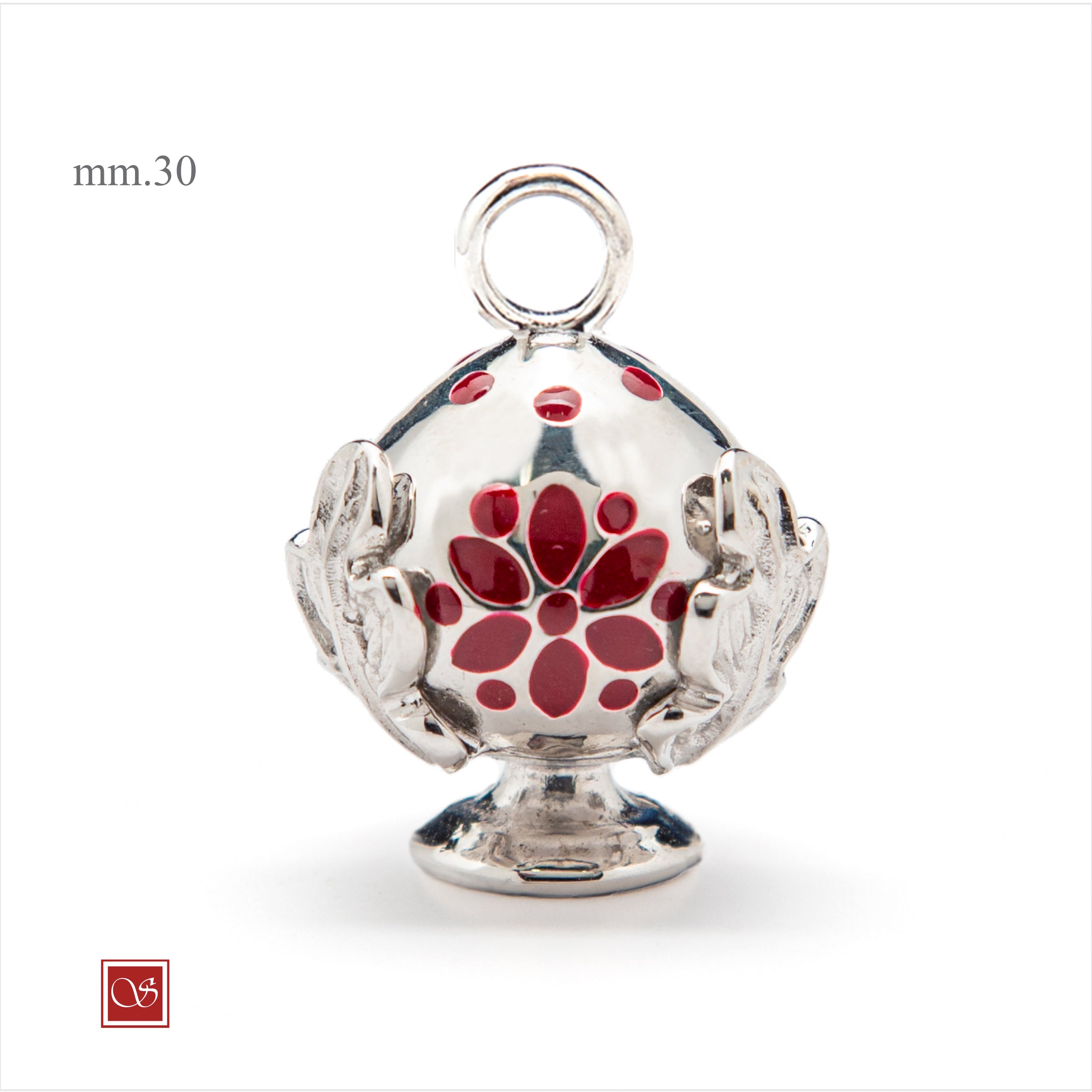 Pomidèfiure traforo rodiato con smalto bordeaux