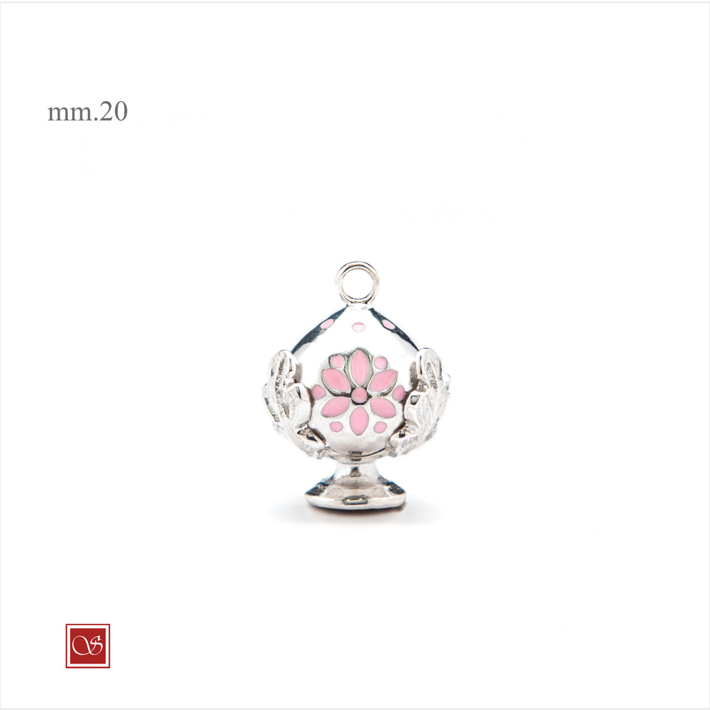 Pomidèfiure traforo rodiato con smalto rosa