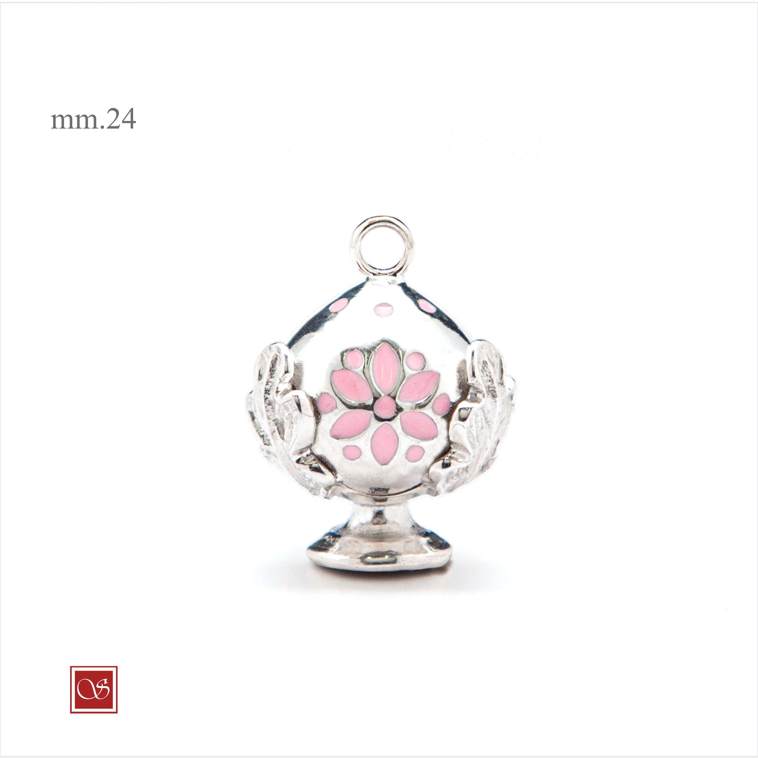 Pomidèfiure traforo rodiato con smalto rosa