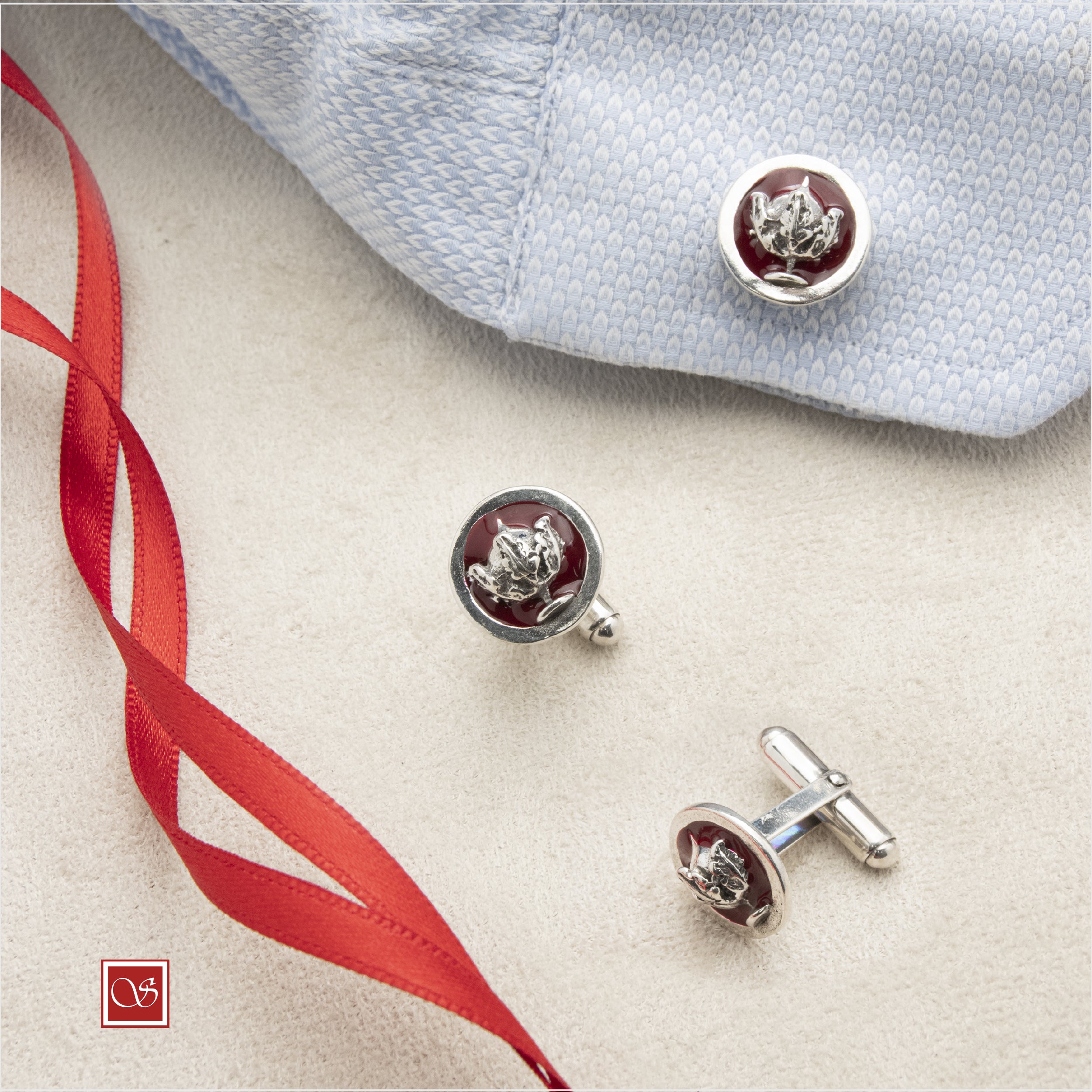 Coppia Gemelli tondi Pomidèfiure smaltato