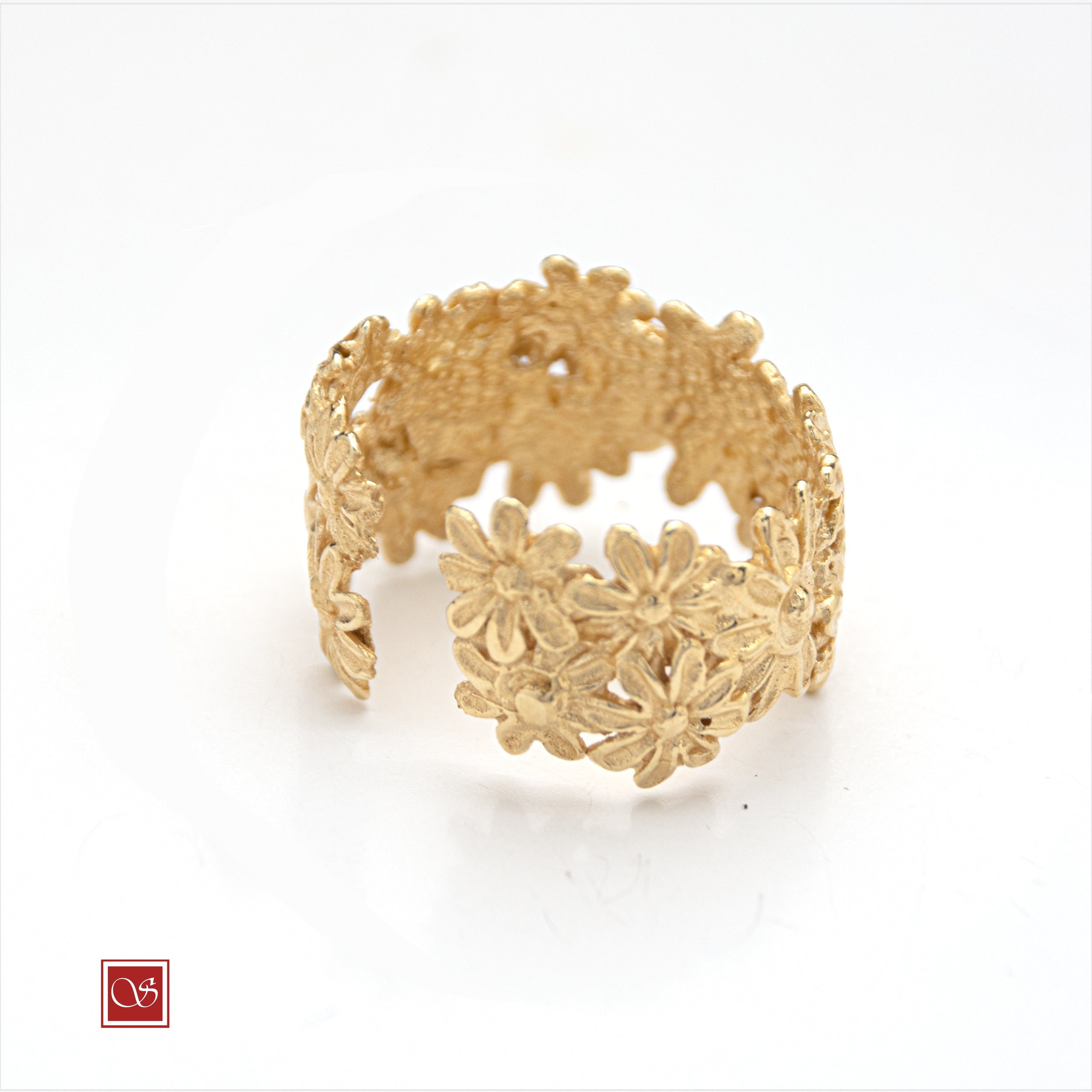 Anello Margherita - linea FIORIDARGENTO - fascia larga mis.16-20 - dorato