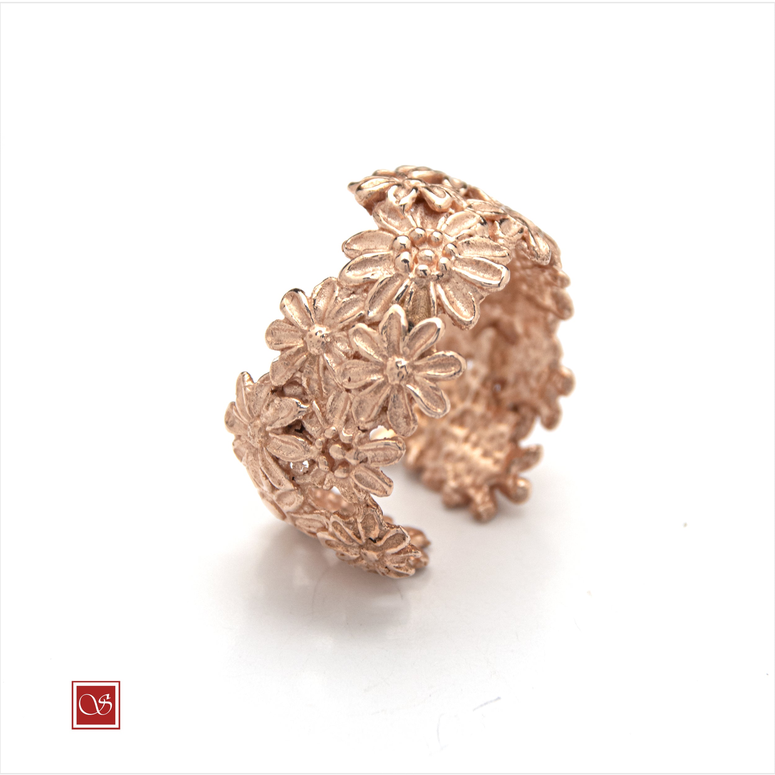 Anello Margherita - linea FIORIDARGENTO - fascia larga mis.16-20 - rosè