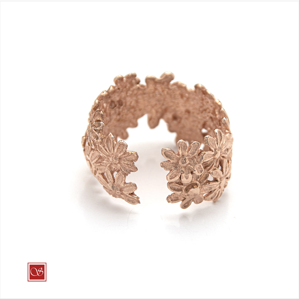 Anello Margherita - linea FIORIDARGENTO - fascia larga mis.16-20 - rosè