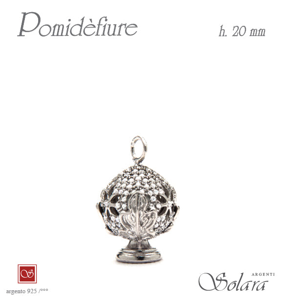 Ciondolo Pomidèfiure Argento con zirconi per collana e bracciale - mm.20