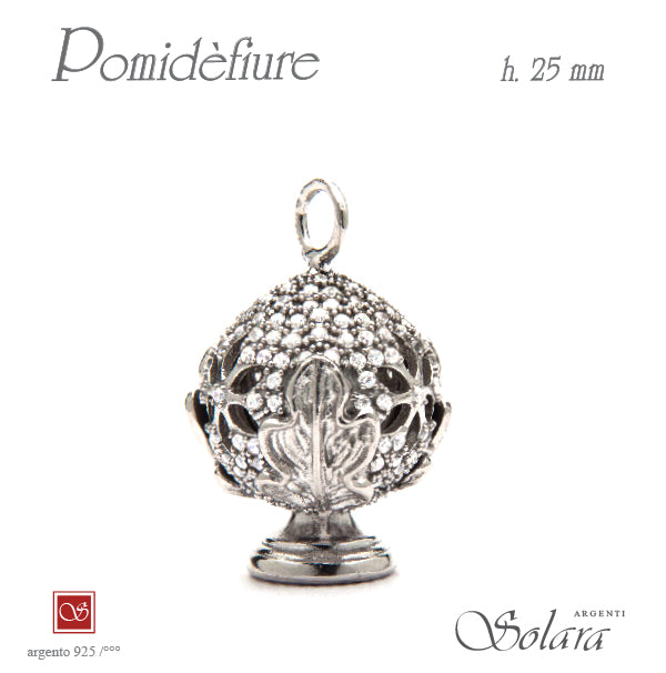 Ciondolo Pomidèfiure Argento con zirconi per collana e bracciale - mm.25