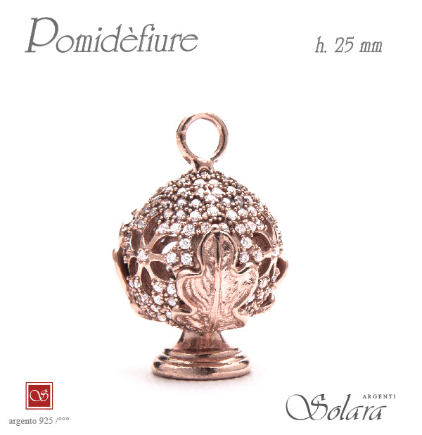 Ciondolo Pomidèfiure Rosè con zirconi per collana e bracciale - mm.25
