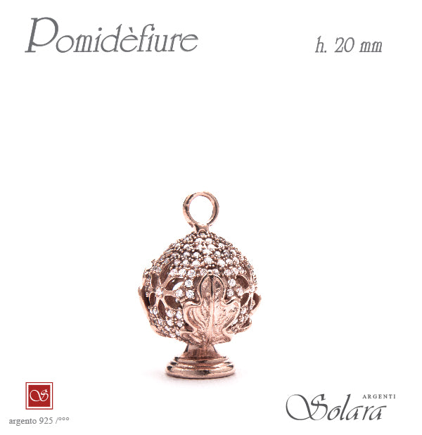Ciondolo Pomidèfiure Rosè - piccolo - con zirconi per collana e bracciale - mm.20