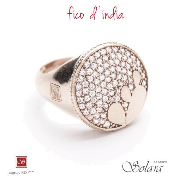 Anello Fichi d'India con pavè di cubic-zirconia - misura 14 - 17