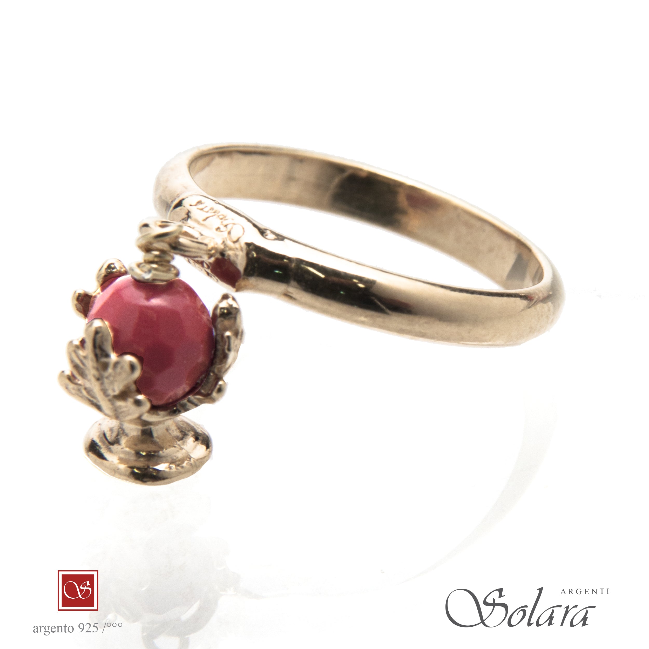 Anello dorato Pomidèfiure pasta di Corallo - misura 10-12-14-17-20