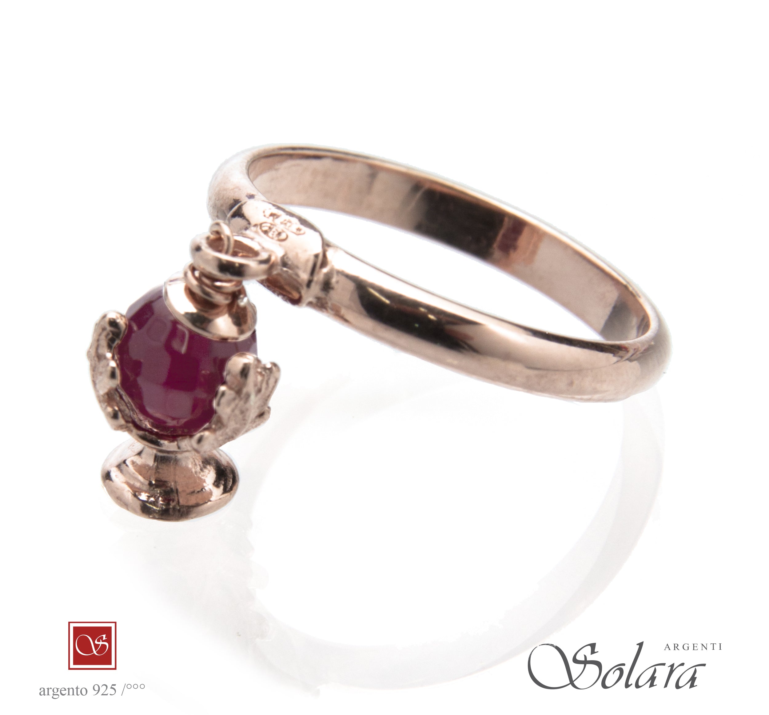 Anello Pomidèfiure Ø mm 17 (agata colore Rubino) - rosè