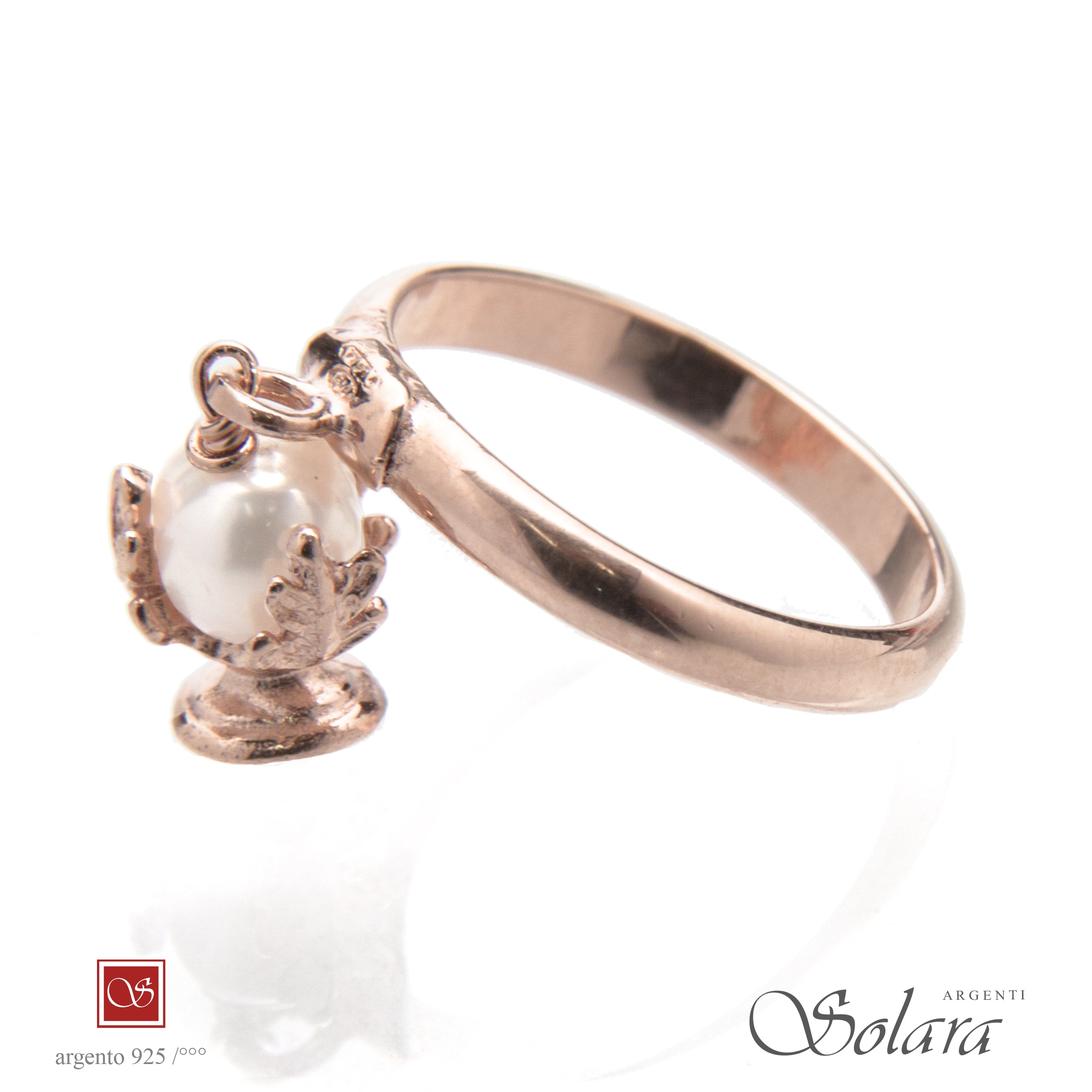 Anello rosè Pomidèfiure perla di Kobe bianca - misura 10-12-14-17-20