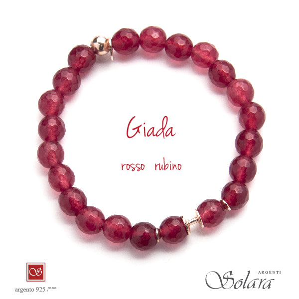Bracciale CLESSIDRA con giada rossa - colore rubino -