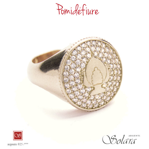 Anello Pomidèfiure - con pavè di zirconi - dorato