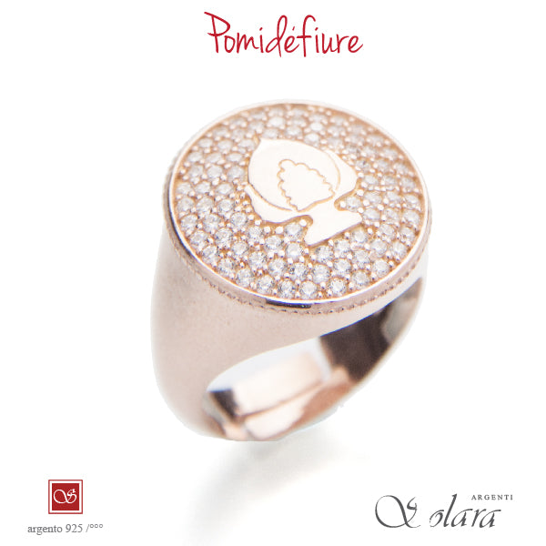 Anello Pomidèfiure - con pavè di zirconi - rosè