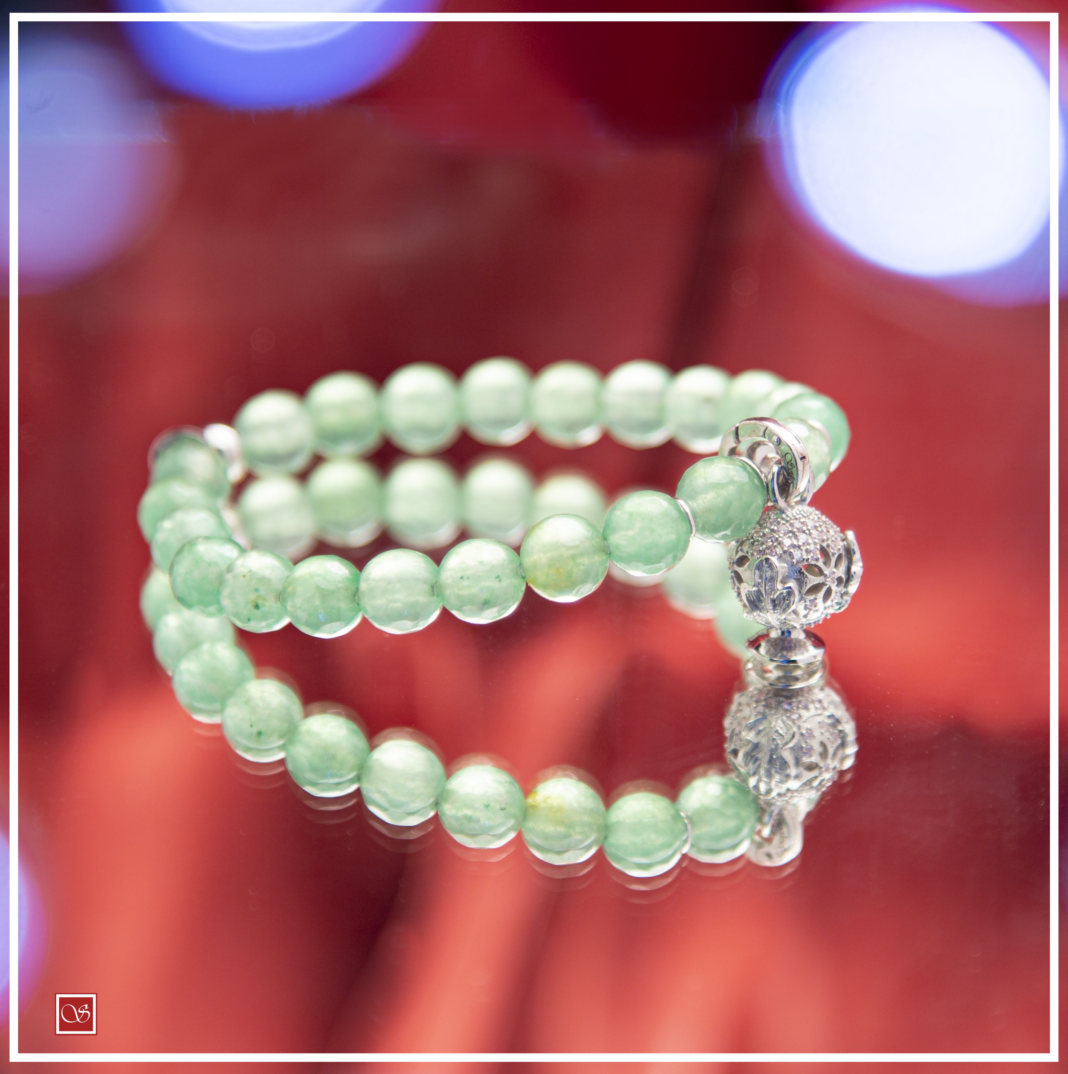 Bracciale CLESSIDRA con giada verde Primavera