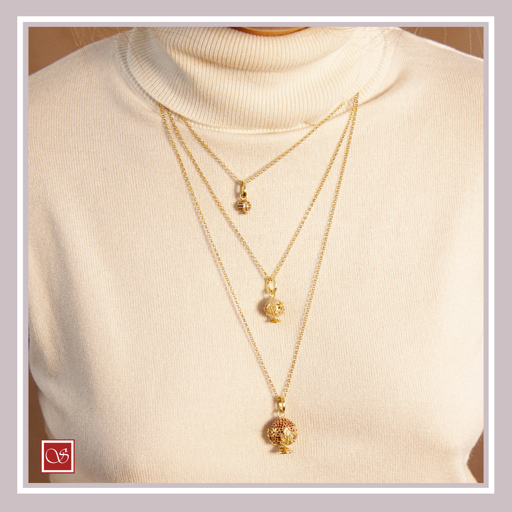 Collana tre fili - rodiata - rosè - dorata