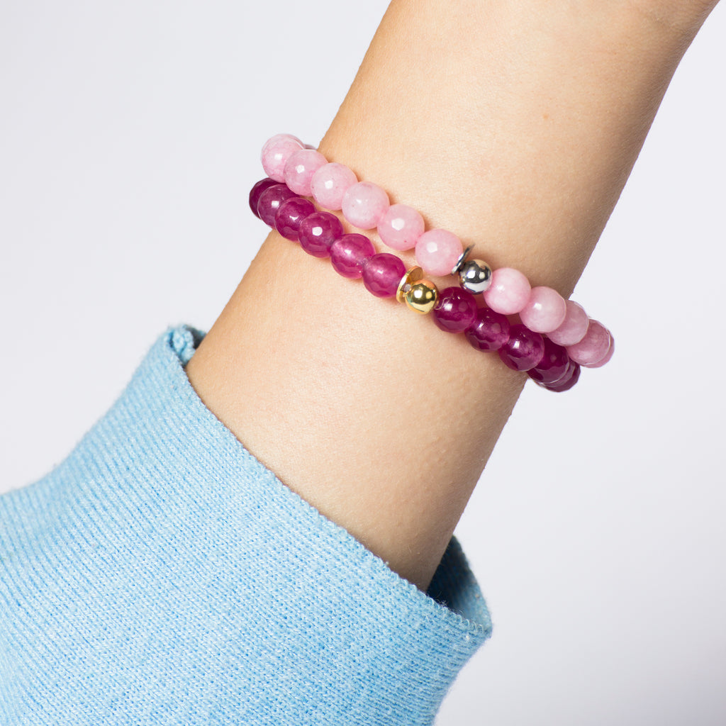 Bracciale CLESSIDRA con giada rosa pesco