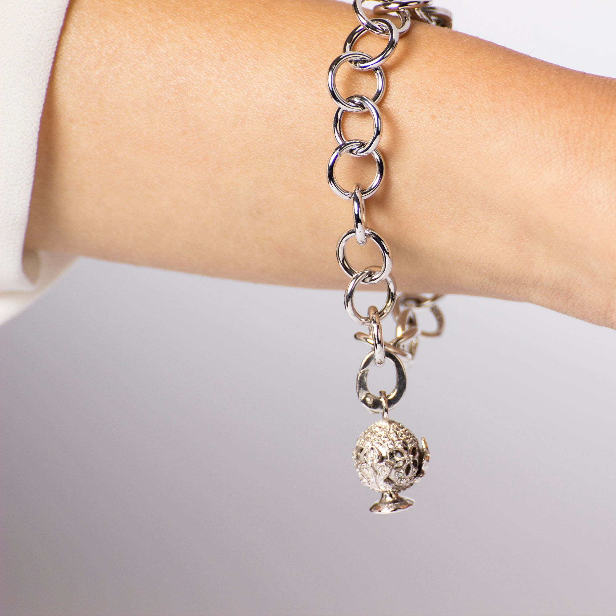 Ciondolo Pomidèfiure Argento con zirconi per collana e bracciale - mm.20