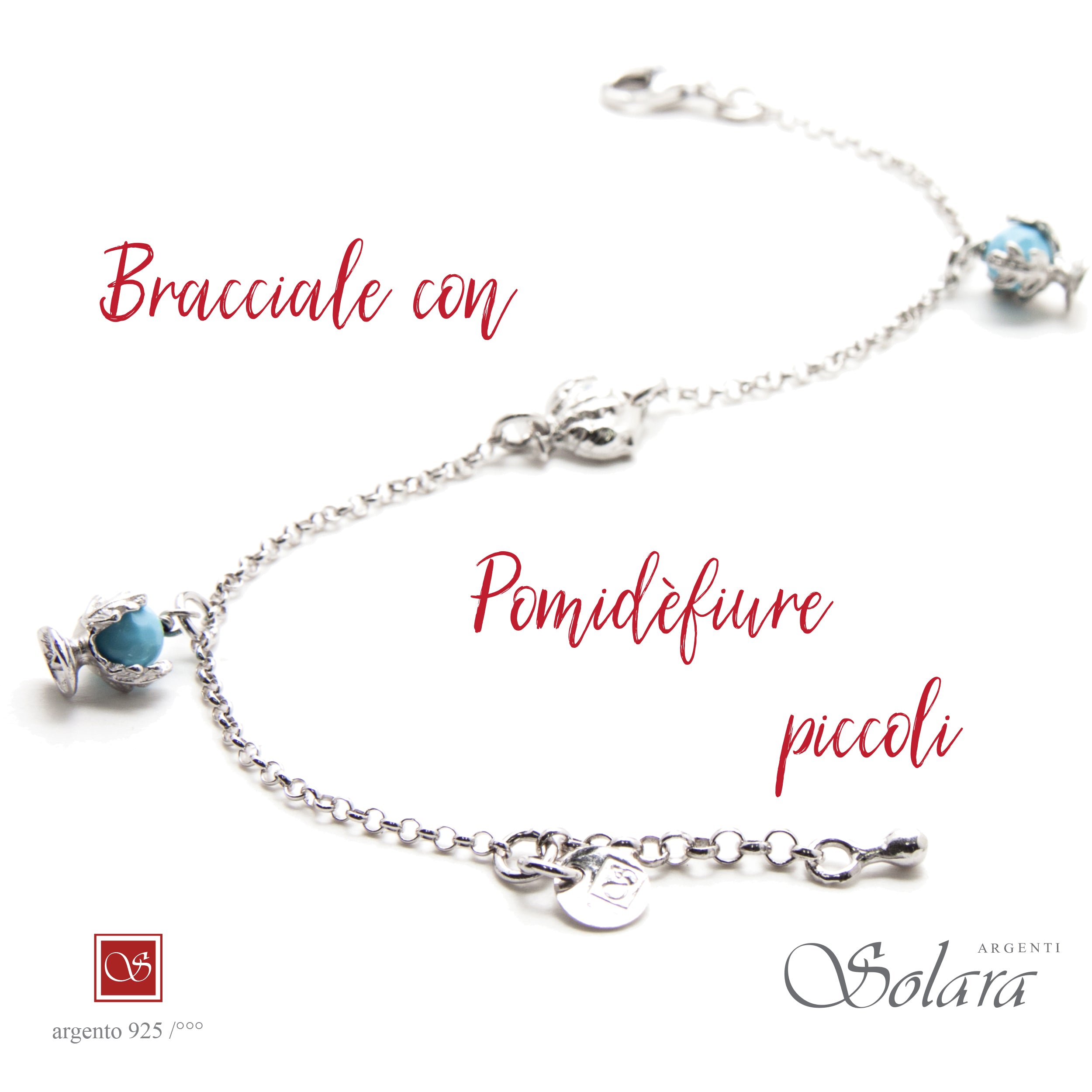 Bracciale con due Pomifèfiure - pasta di turchese - argento