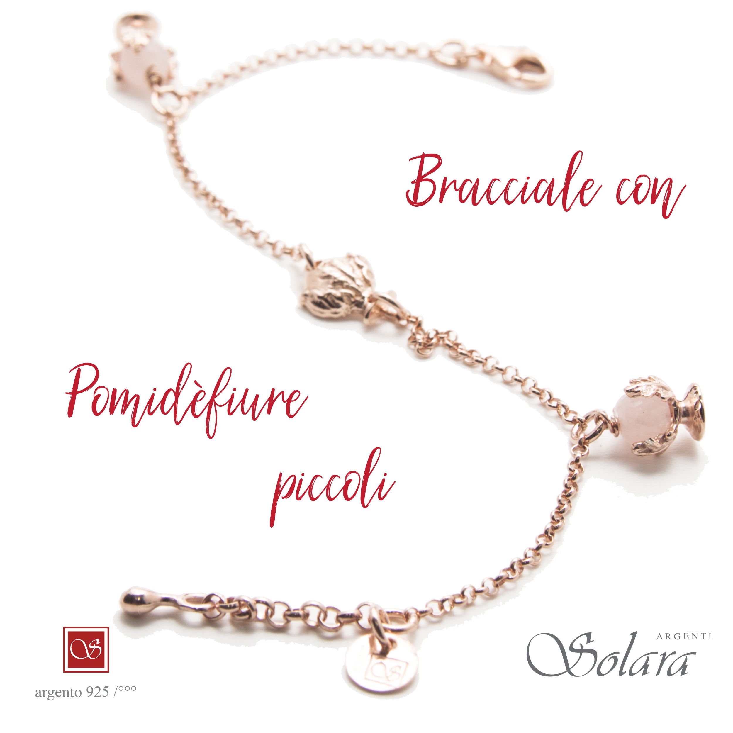 Bracciale con due Pomifèfiure - quarzo rosa - rosè