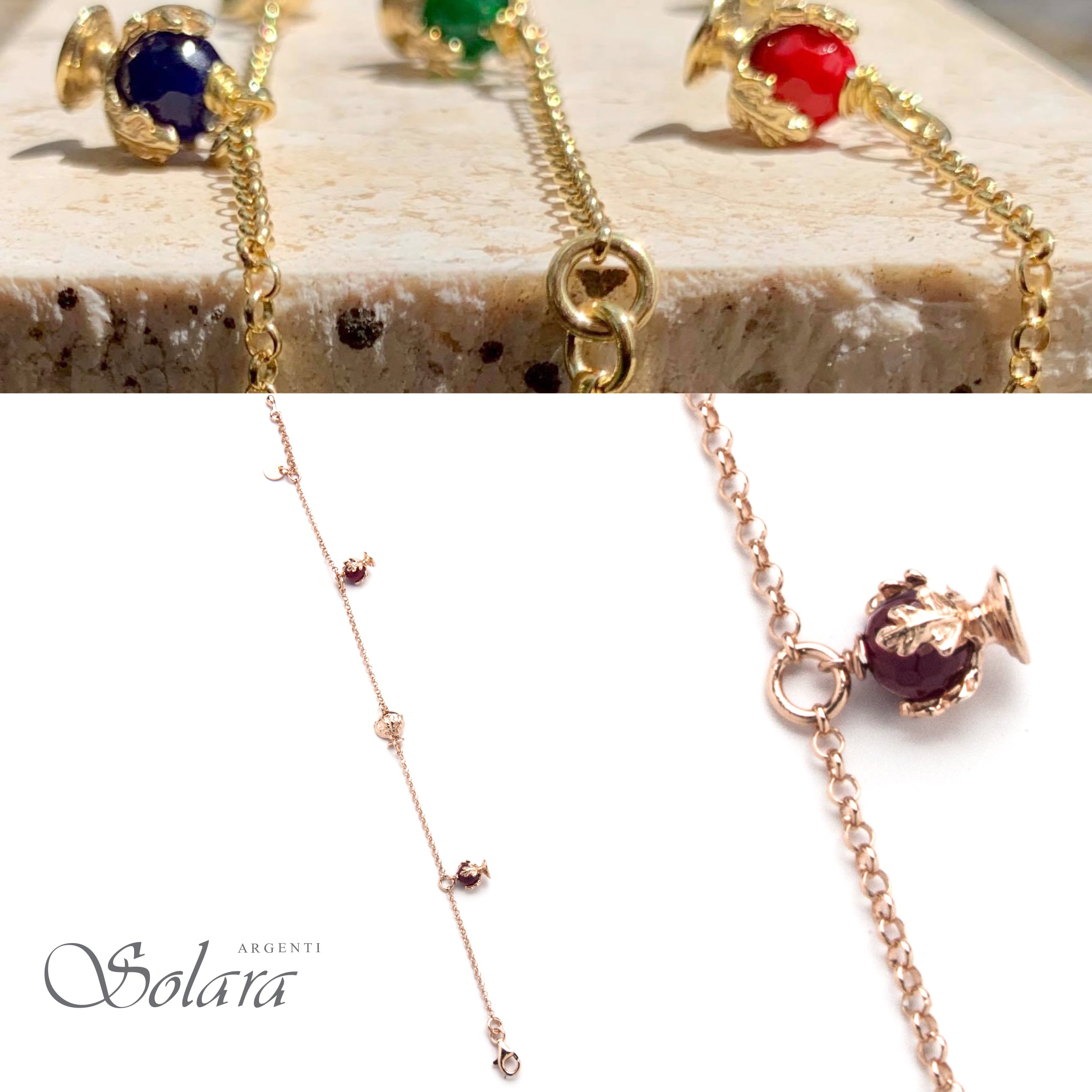 Bracciale con due Pomifèfiure - agata colore rubino