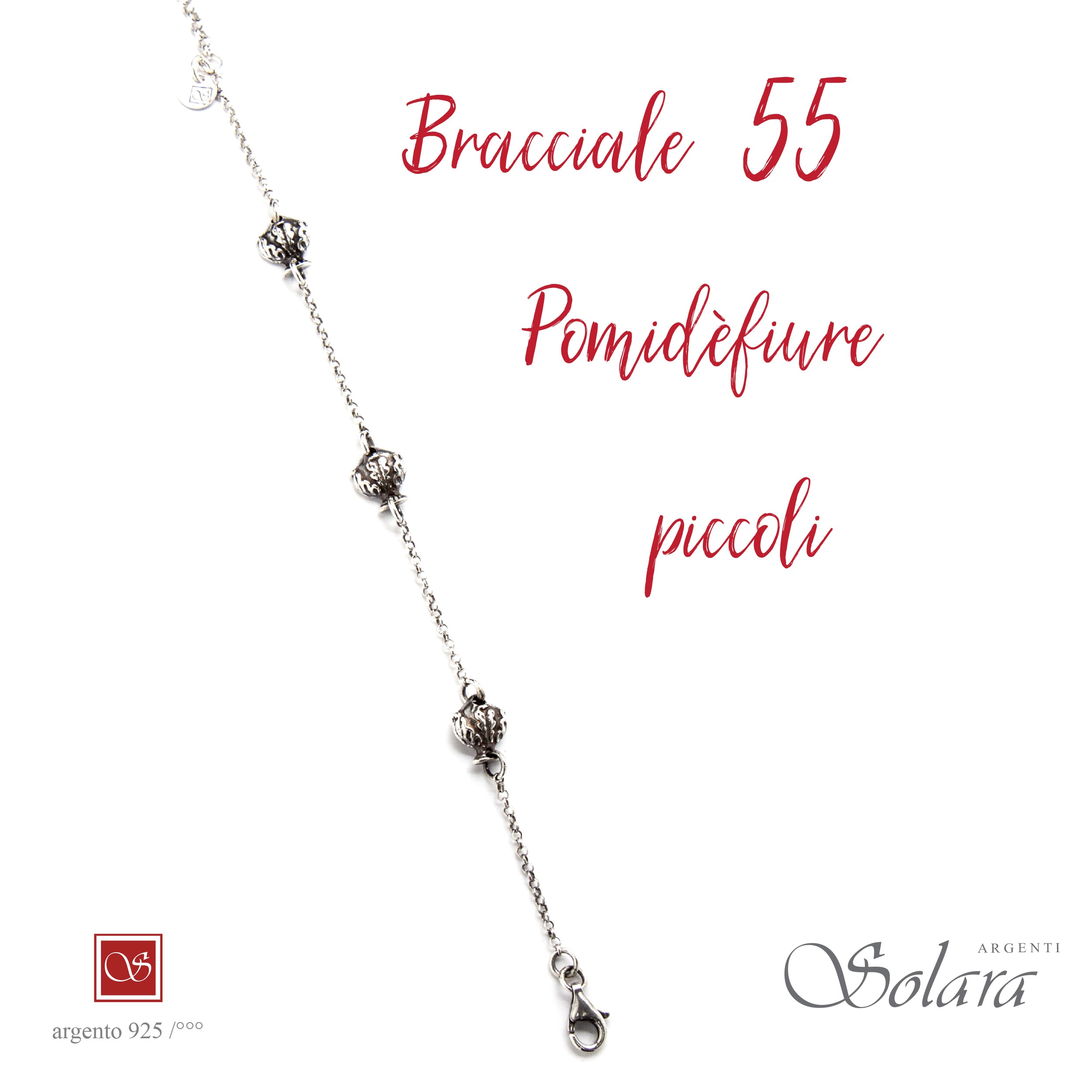Bracciale 55 con tre Pomifèfiure - piatti - argento