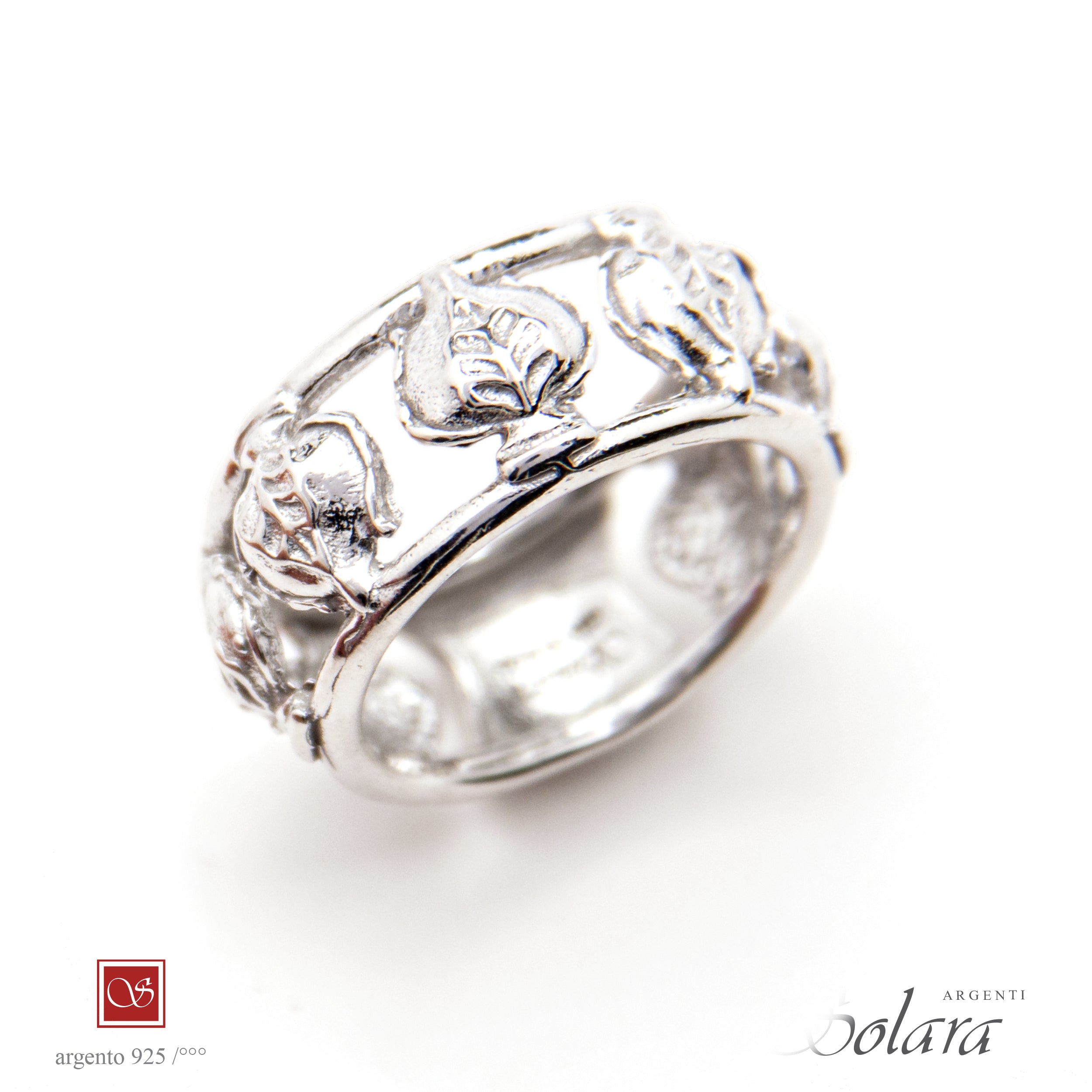 Anello rodiato con 7 Pomidèfiure  - misura 13-16-18