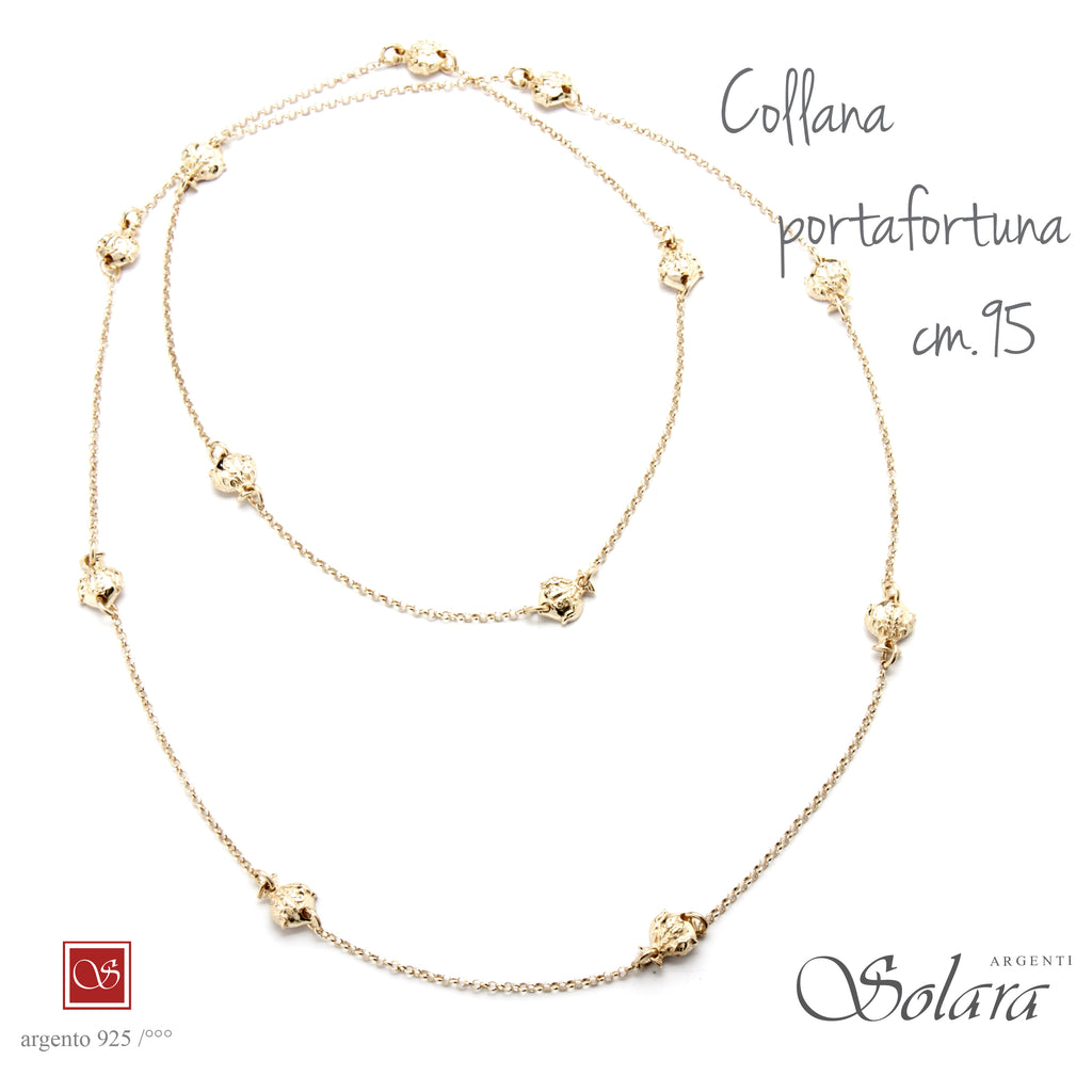 Collana Portafortuna dorata - con 12 Pomidèfiure (cm.95)