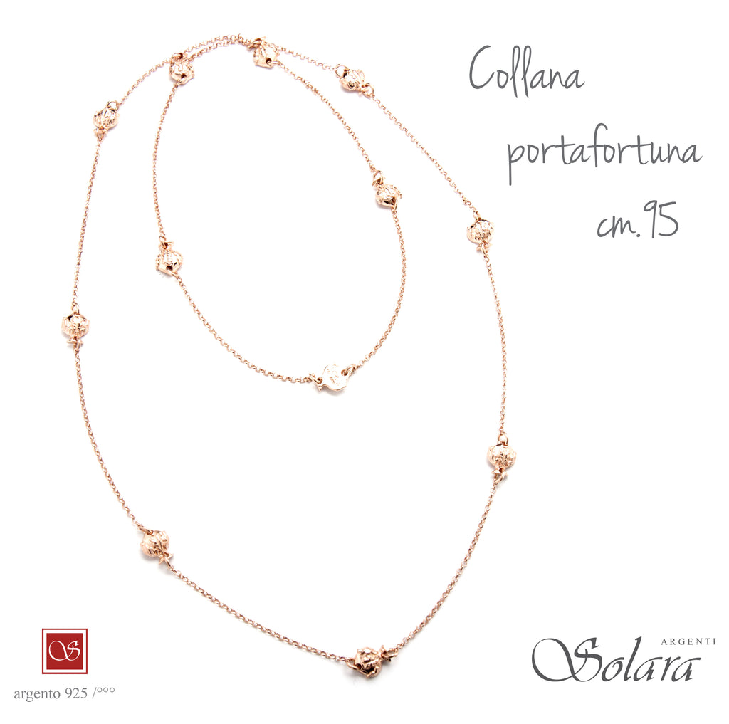 Collana Portafortuna rosè - con 12 Pomidèfiure (cm.95)