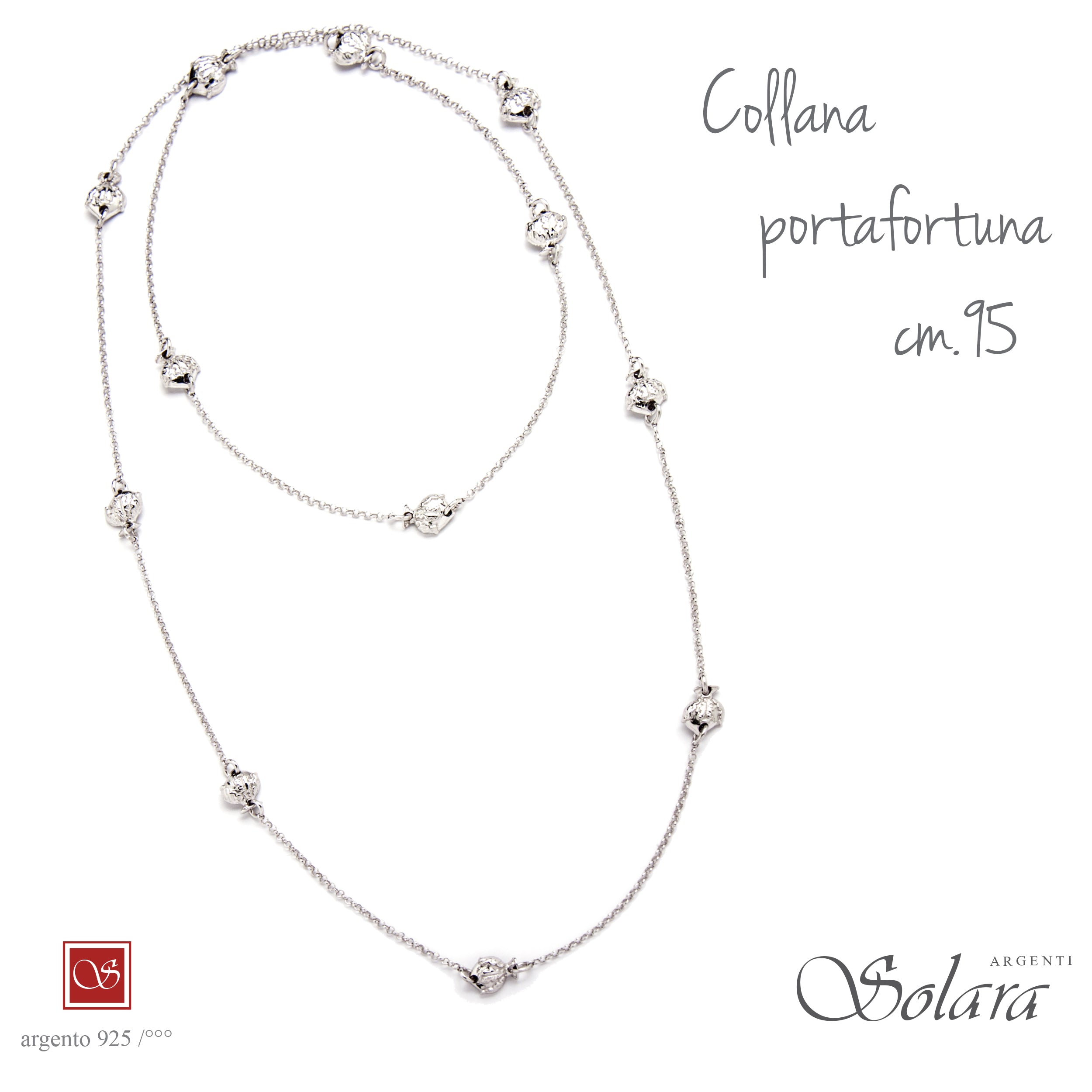 Collana Portafortuna con 12 Pomidèfiure (cm.95)