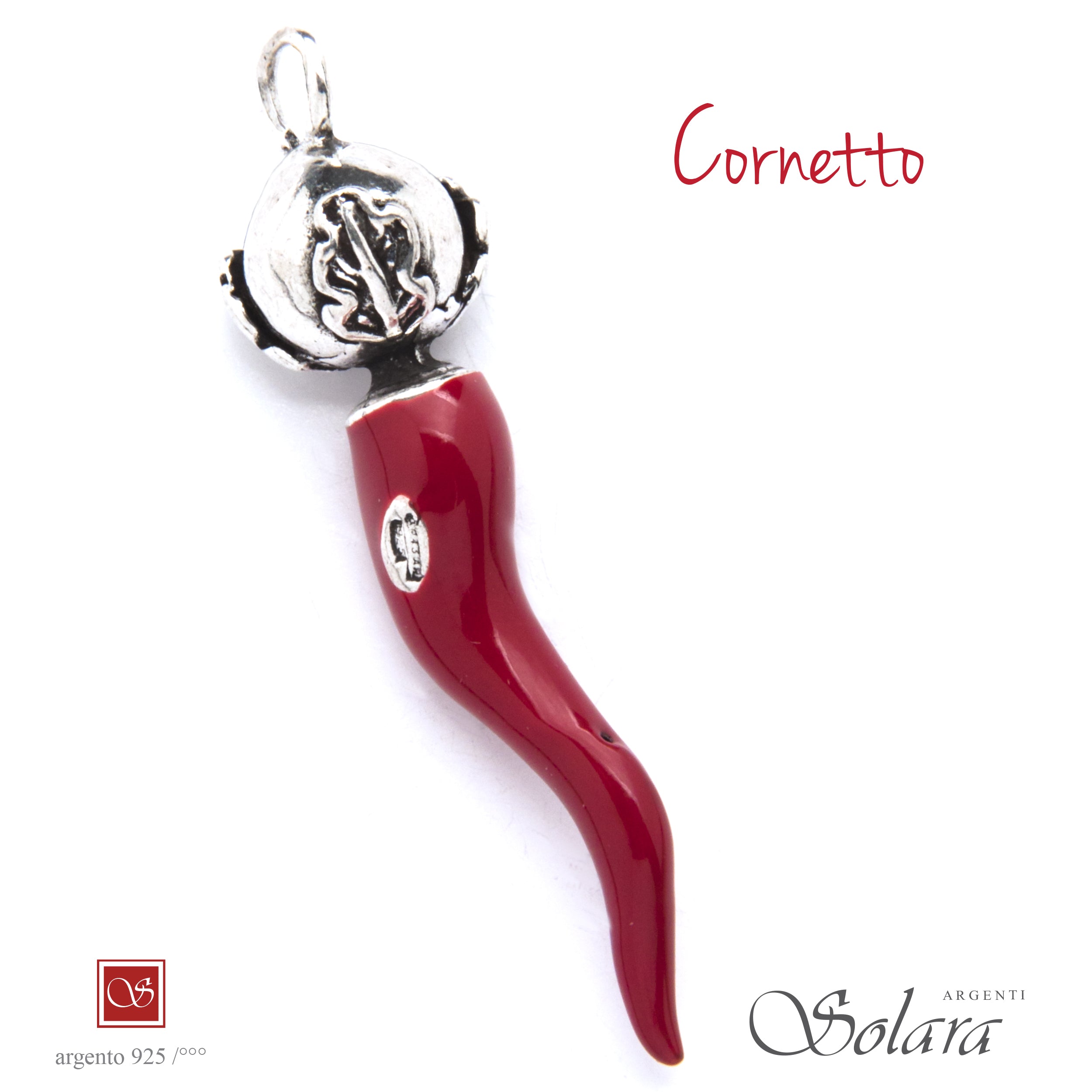 Cornetto grande smaltato con Pumo - mm.50