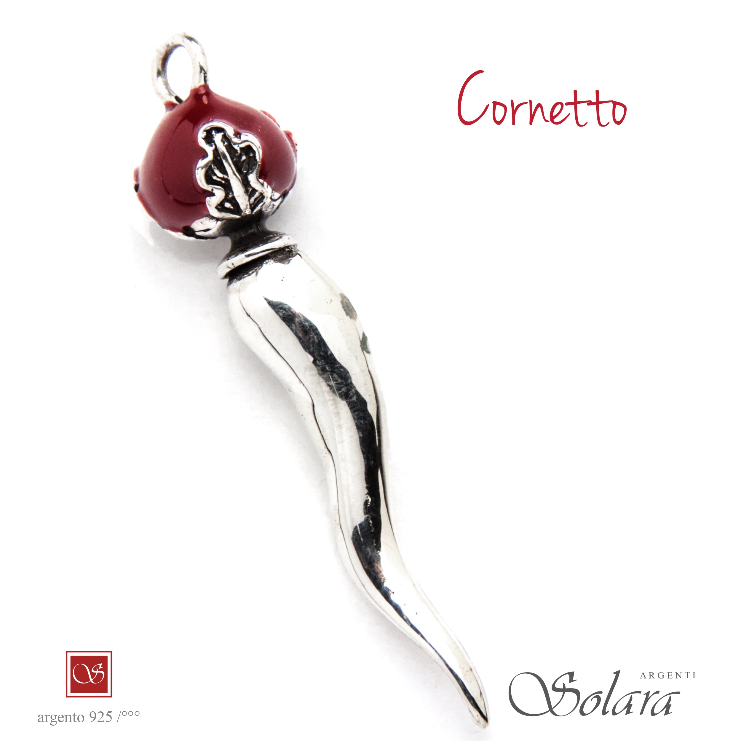 Cornetto grande smaltato con Pumo 2- mm.50