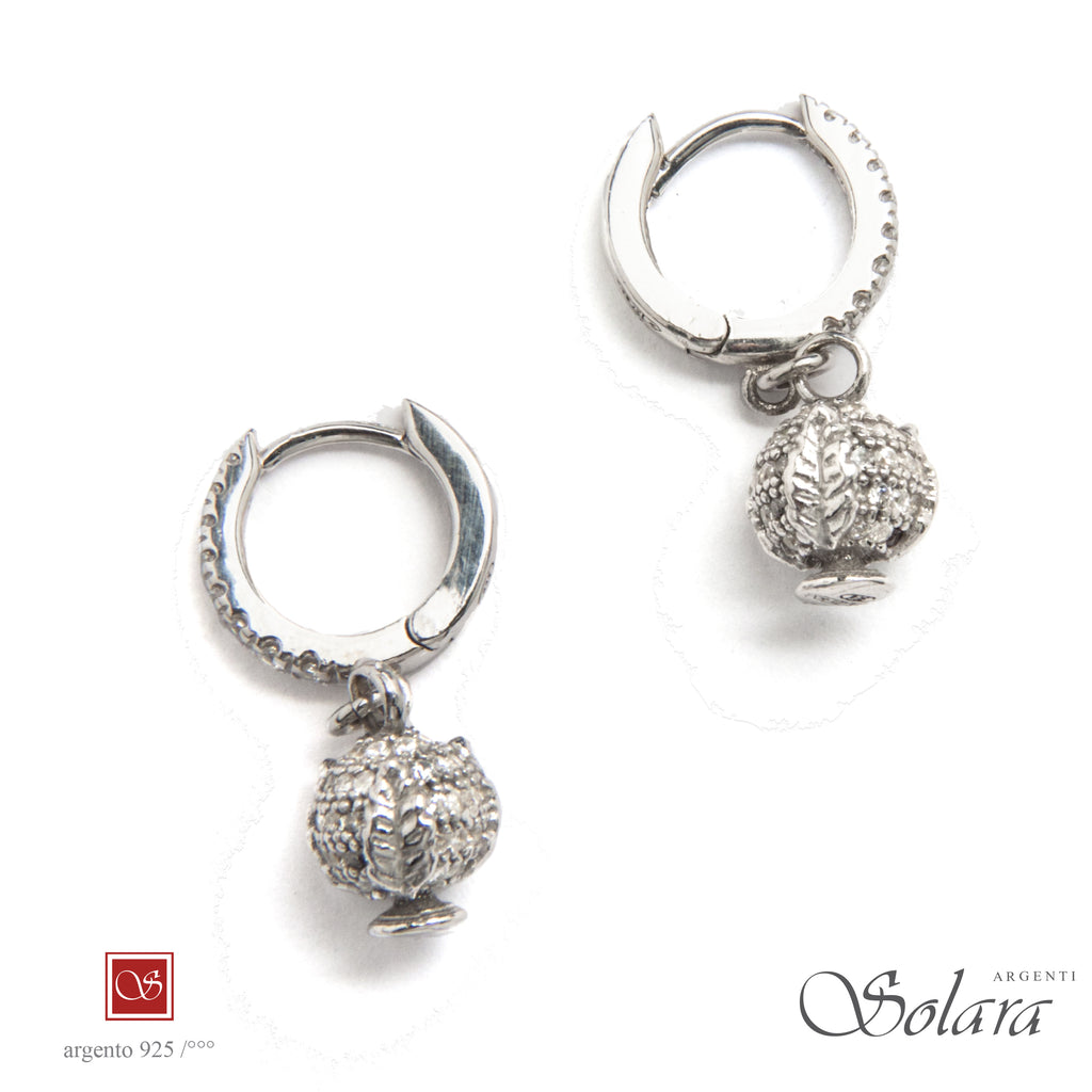 Coppia orecchini rodiati - micro -  con cerchi piccoli e cubic zirconia