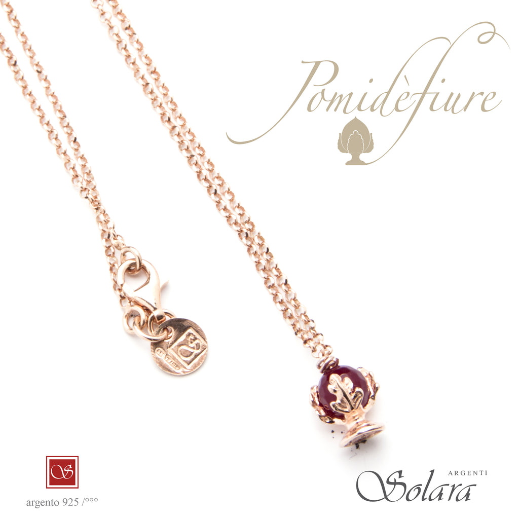 Collana Pomidèfiure mini - Agata colore rubino - rosè cm.45