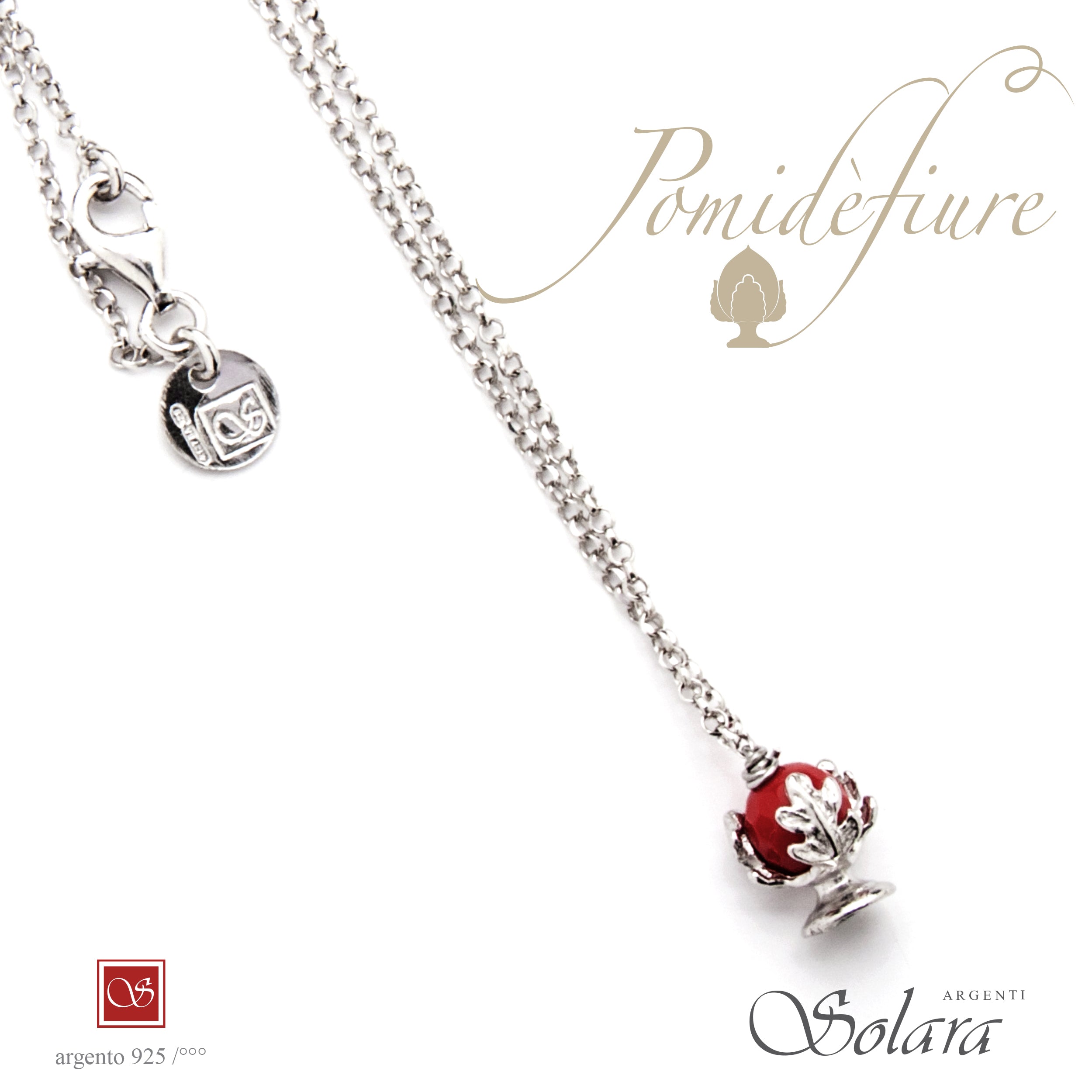 Collana Pomidèfiure mini - Pasta di Corallo - rodiata cm.45