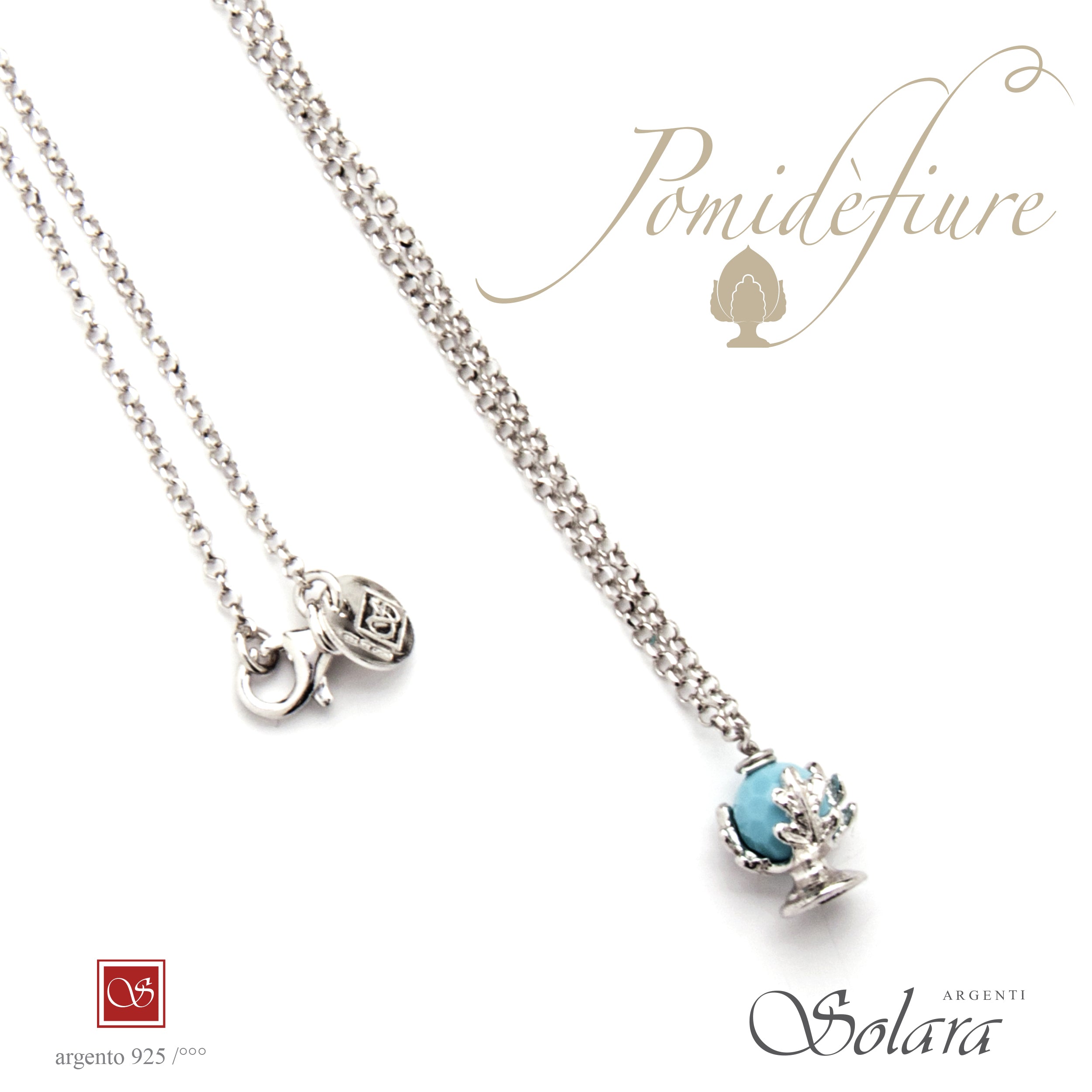 Collana Pomidèfiure mini - Pasta di Turchese - rodiata cm.45