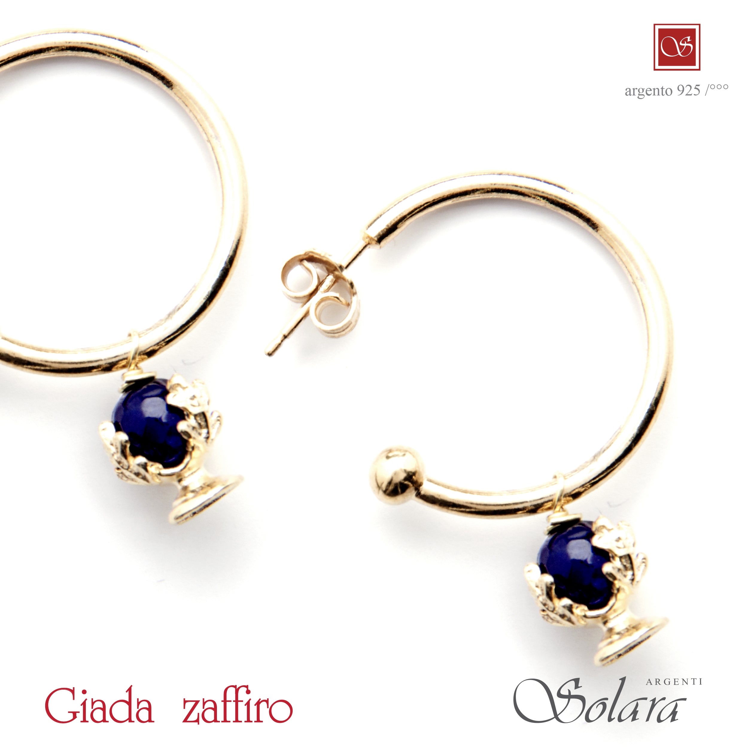 Coppia orecchini con cerchi mm.20 - Pomidefiure giada zaffiro