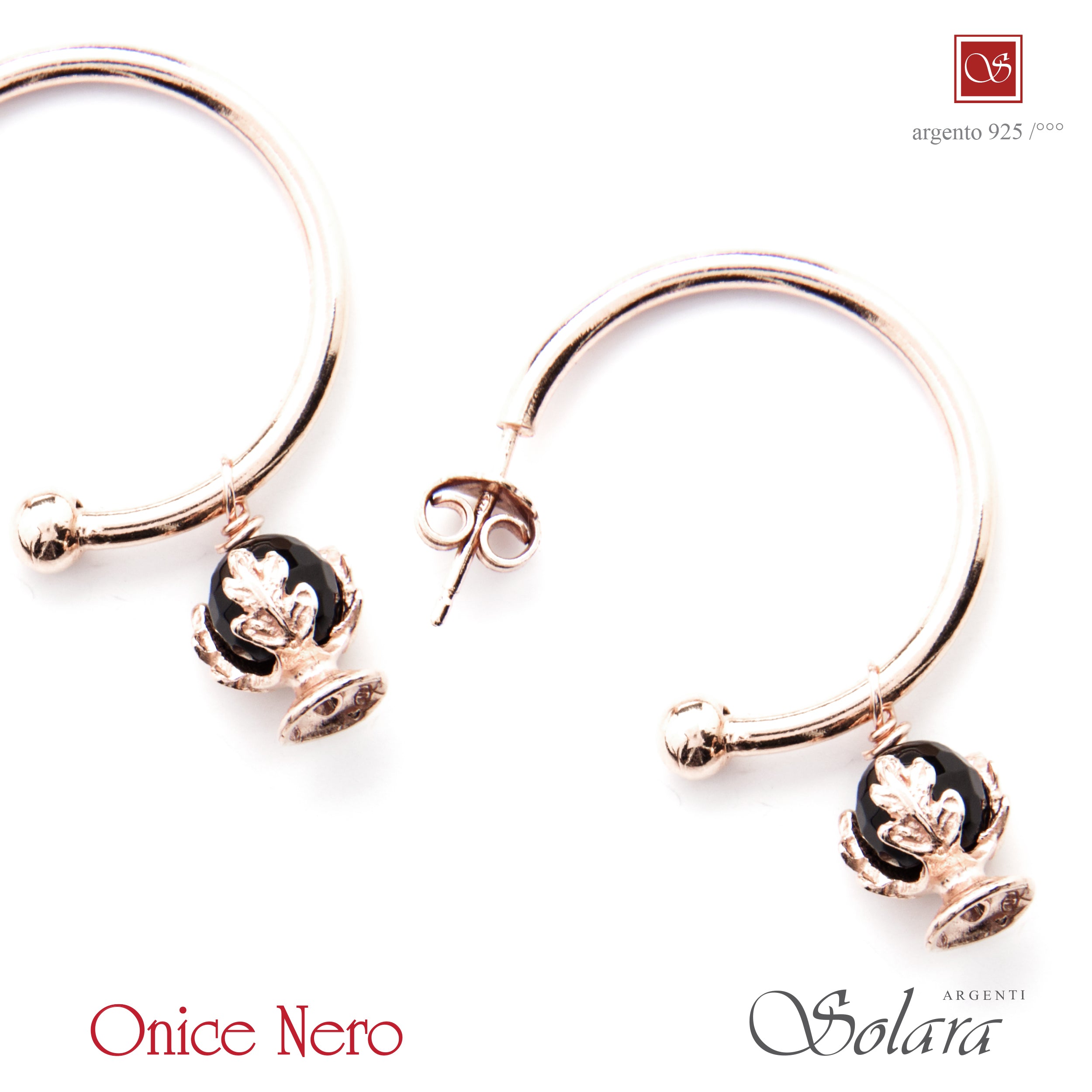 Coppia orecchini con cerchi mm.20 - Pomidéfiure onice nero