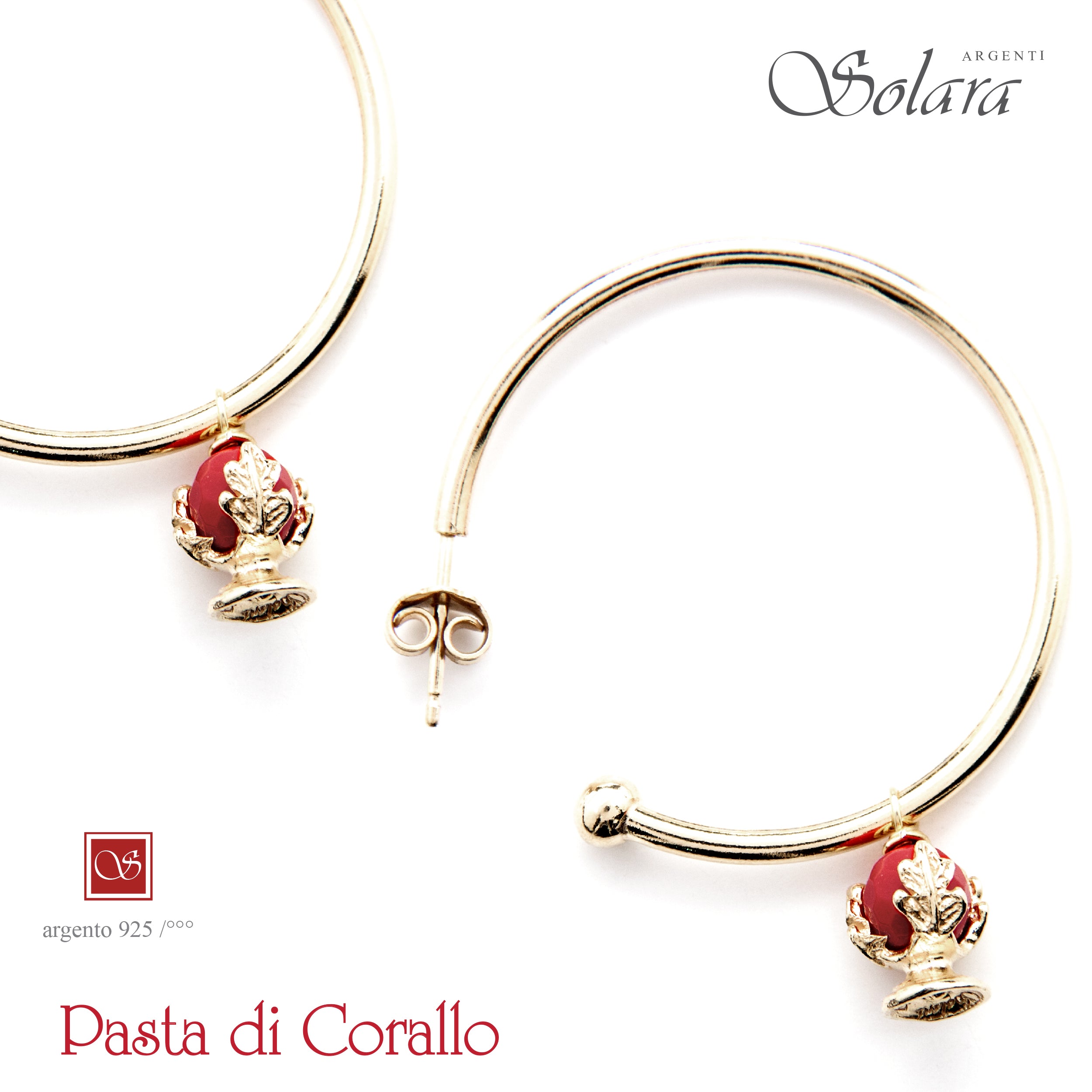 Coppia orecchini con cerchi mm.30 - Pomidéfiure pasta di Corallo